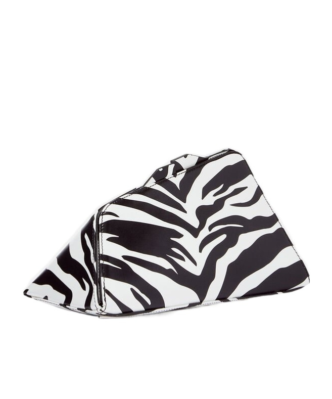 Attico 8.30 Pm Black And White Oversized Clutch In Animal Print