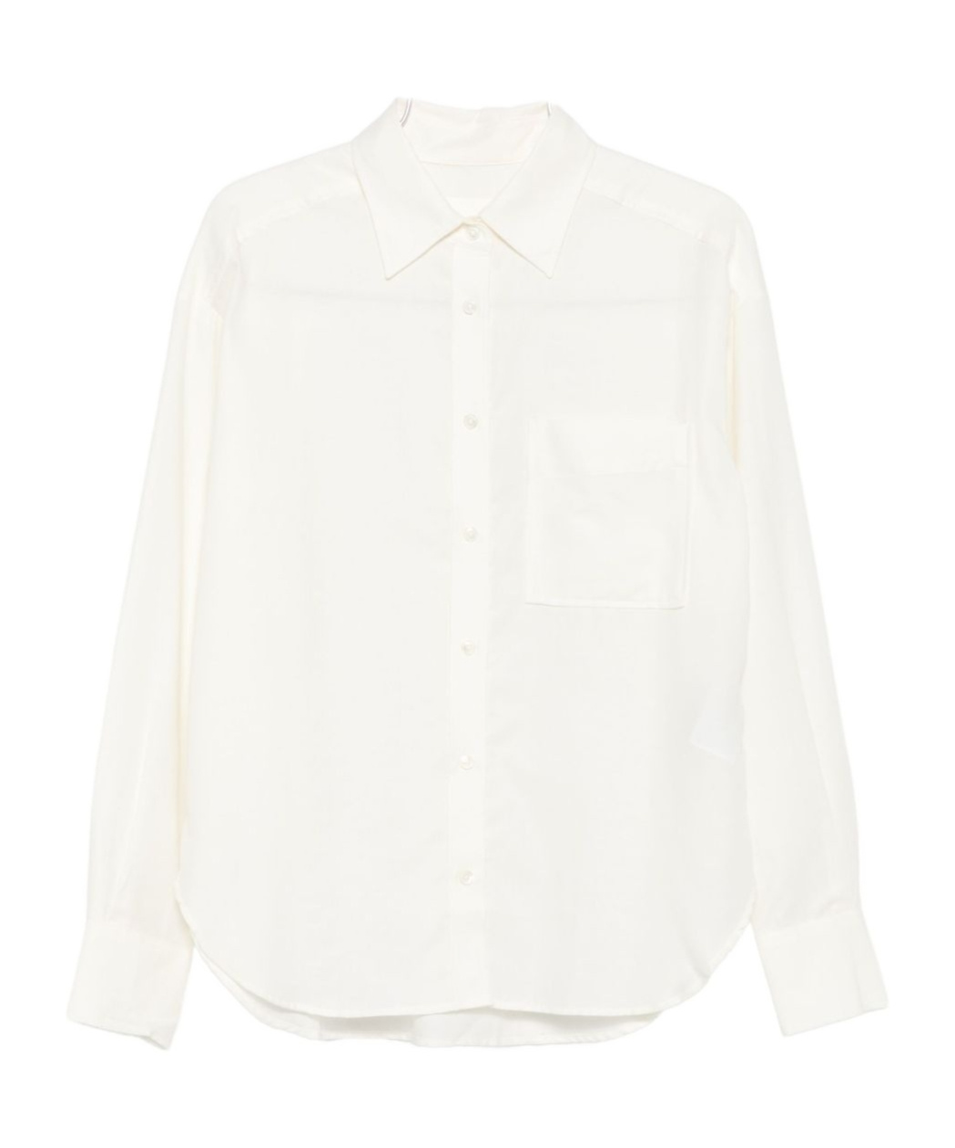 Closed Button-down Long-sleeved Shirt In White