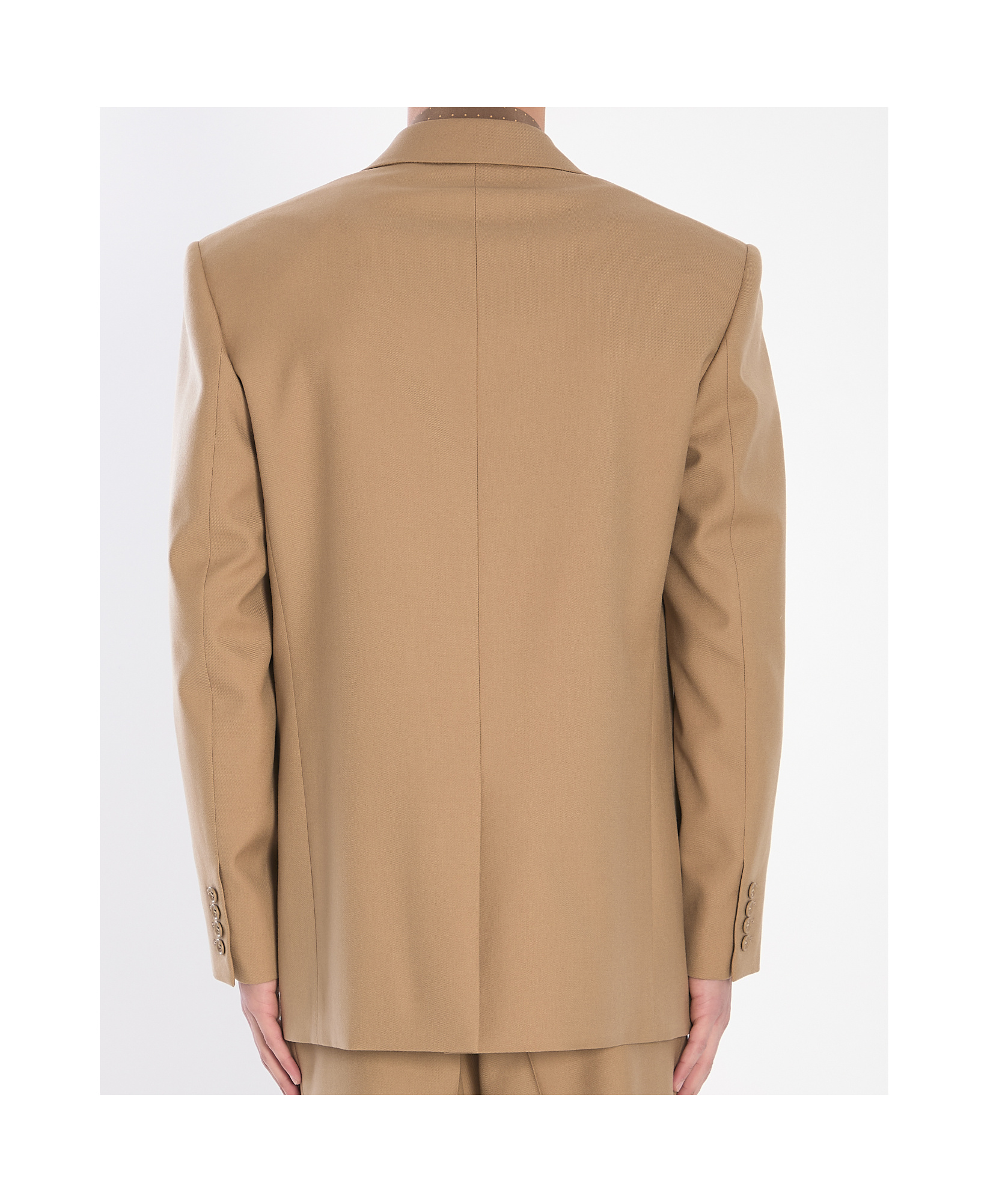 Saint Laurent Paris Men Wool Gabardine Single-breasted Jacket In Nude