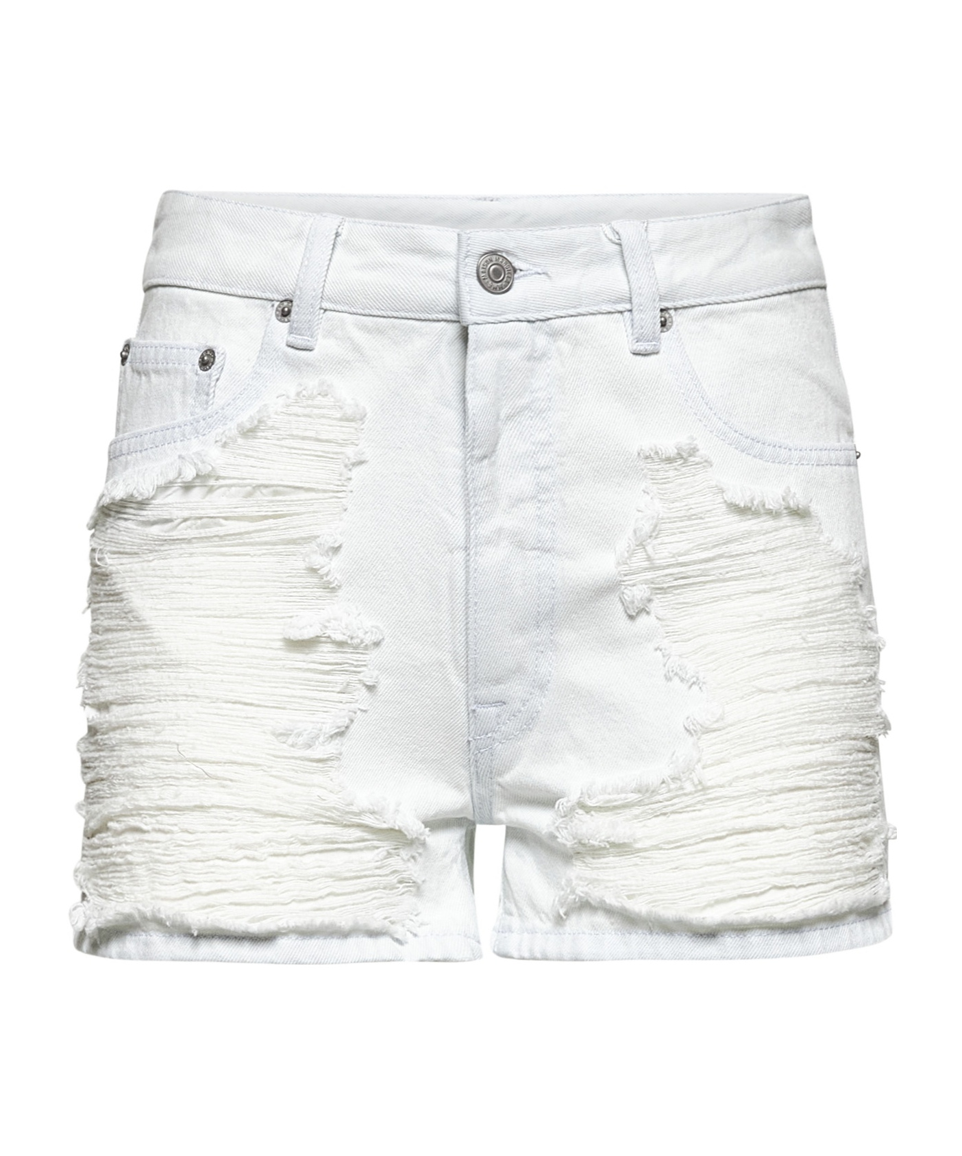 Mm6 Maison Margiela Distressed Denim Shorts In White