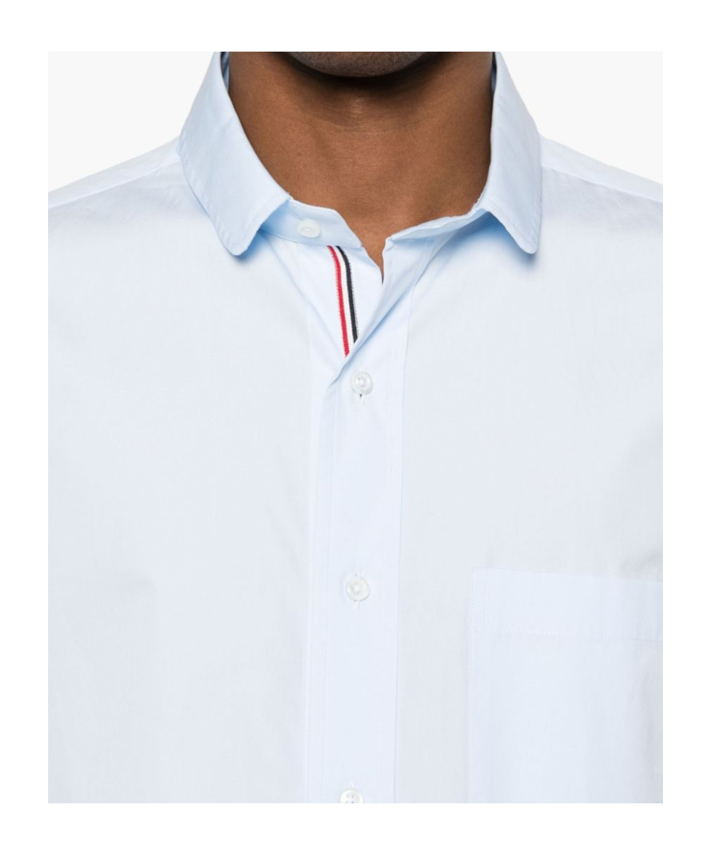 Thom Browne Cotton Shirt With Chest Pocket And Collar In White