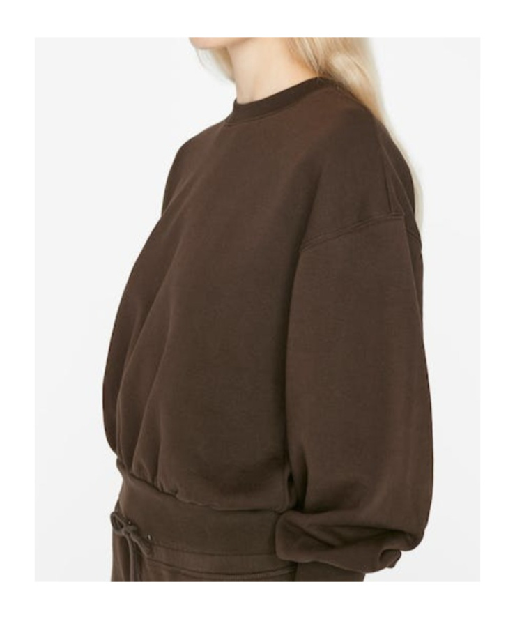 Frame Lantern Sleeve Crewneck Sweatshirt In Brown