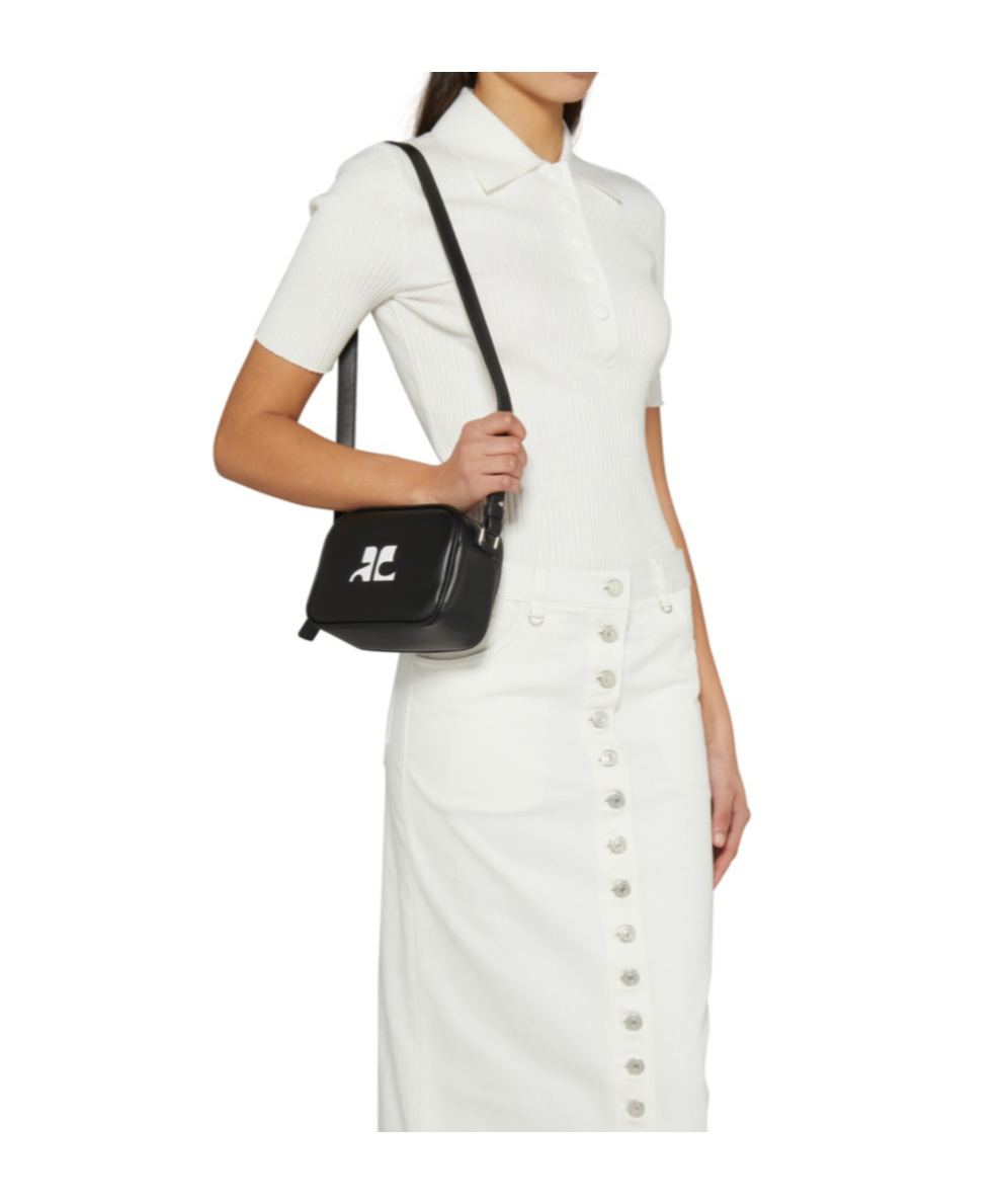 Shop Courrèges Thin Shoulder Strap Single Shoulder Bag In Black