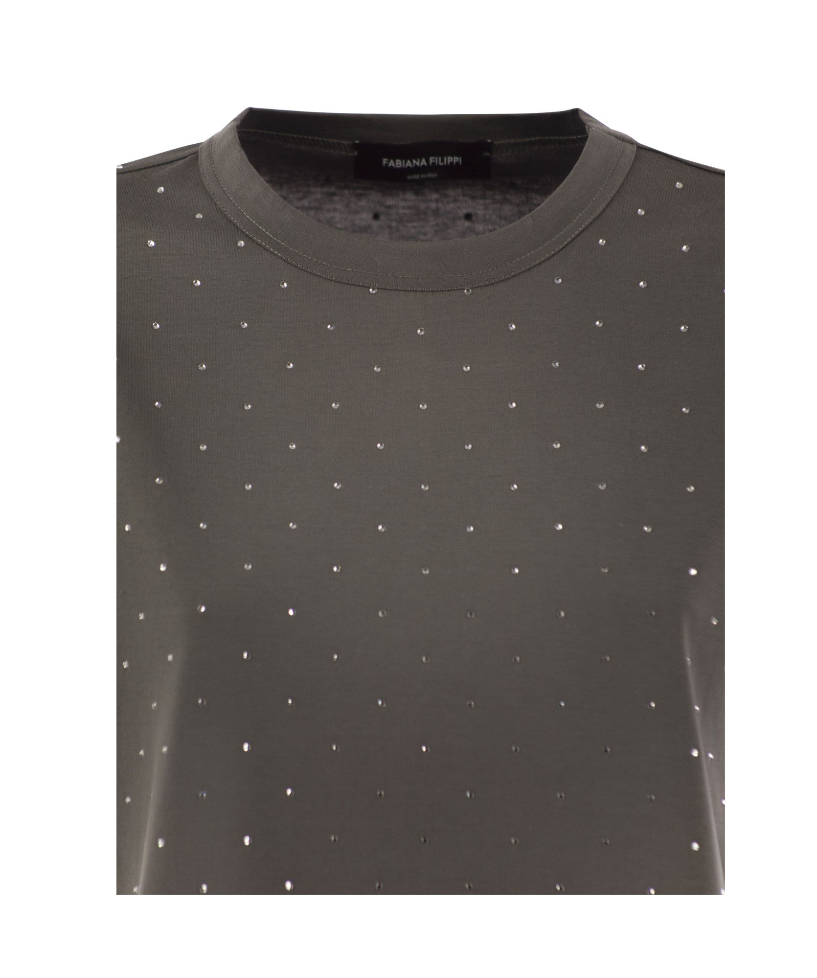 Fabiana Filippi Jersey T-shirt With All Over Embroidery In Black