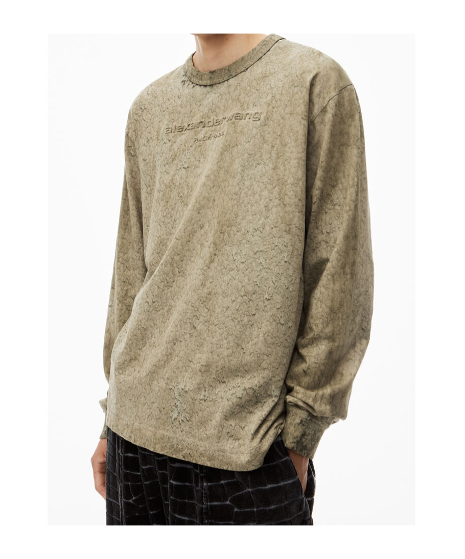 Alexander Wang Logo-embossed Tie-dye T-shirt In Nude