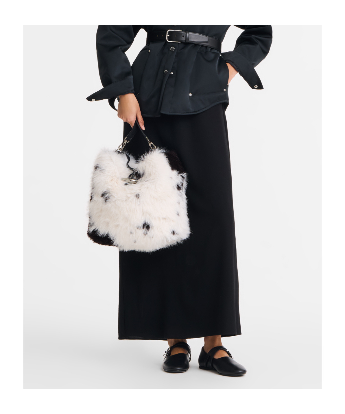 Longchamp Le Roseau Faux-fur Clasp Shoulder Bag In Multi