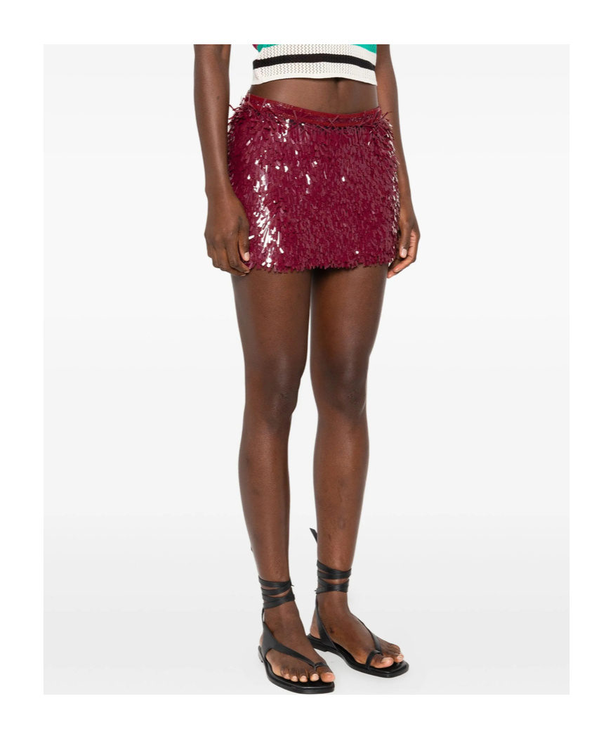 Alanui Fringe Mini Skirt In Red