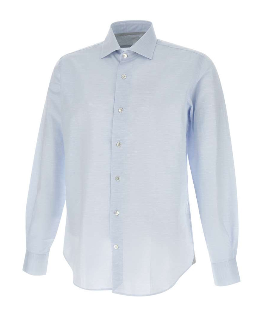 Eleventy Cotton & Linen Button-up Shirt In White