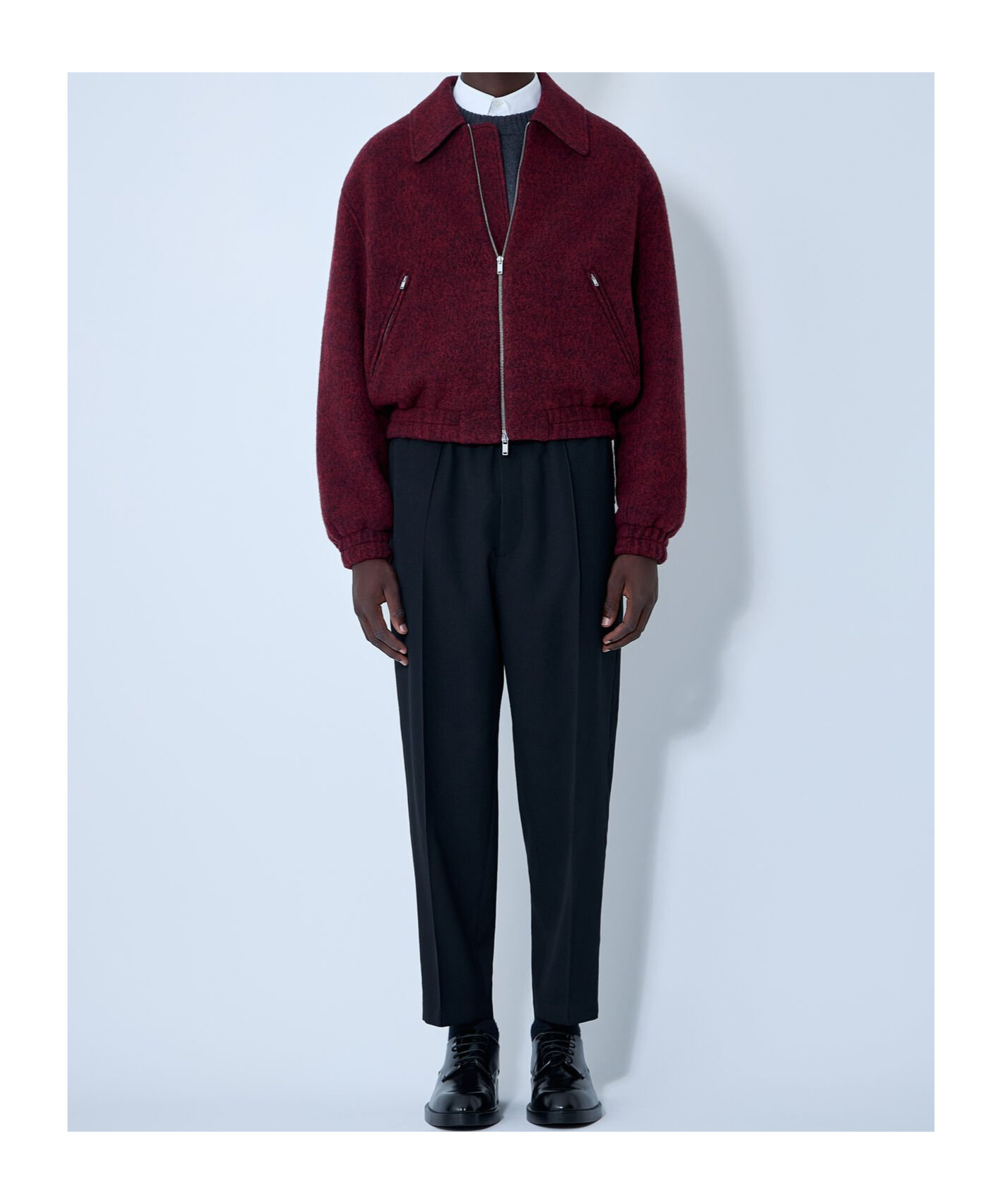 Jil Sander Men Wool-blend Bomber Jacket In Burgundy