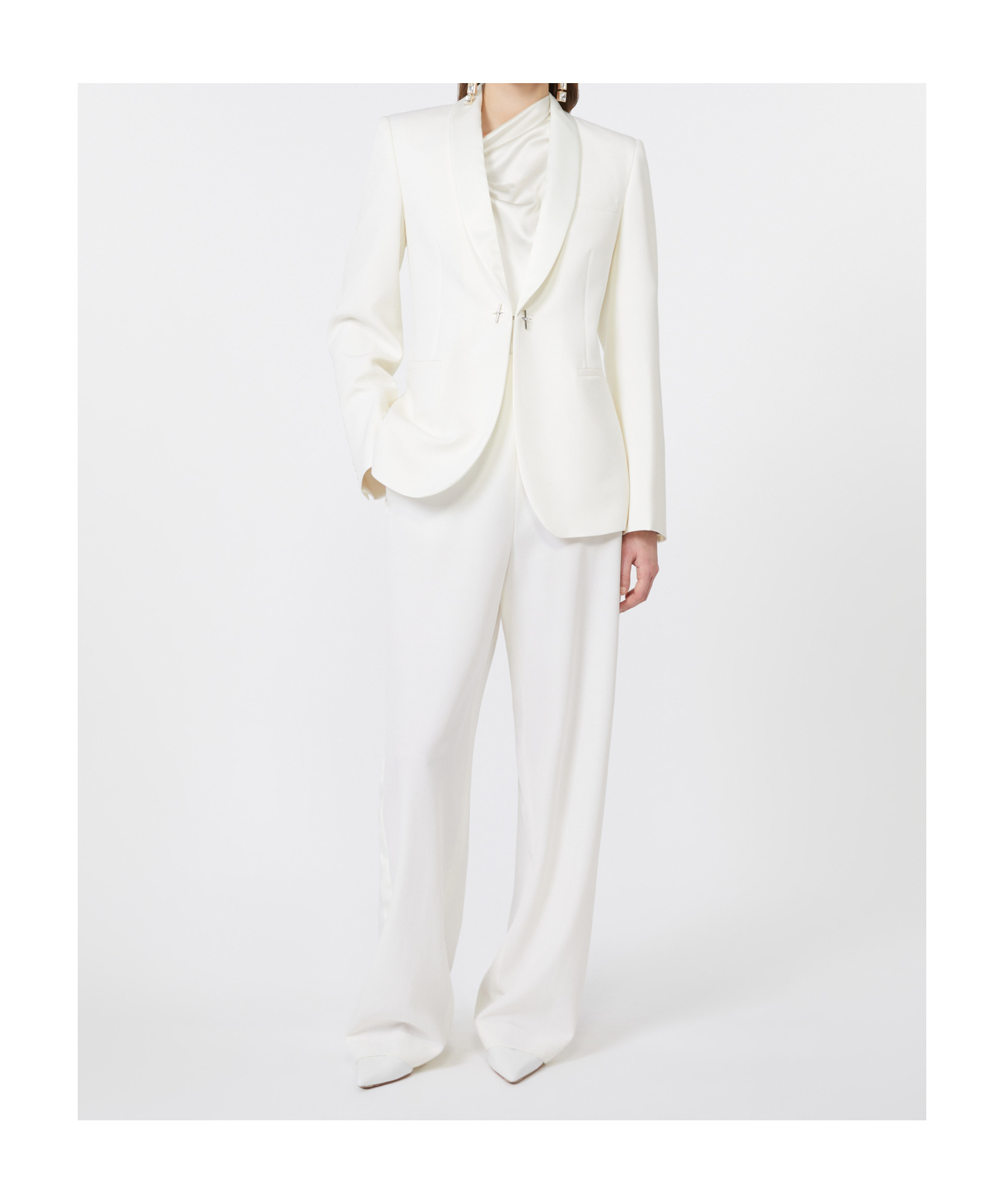 Max Mara High-waisted Wool Trousers In White