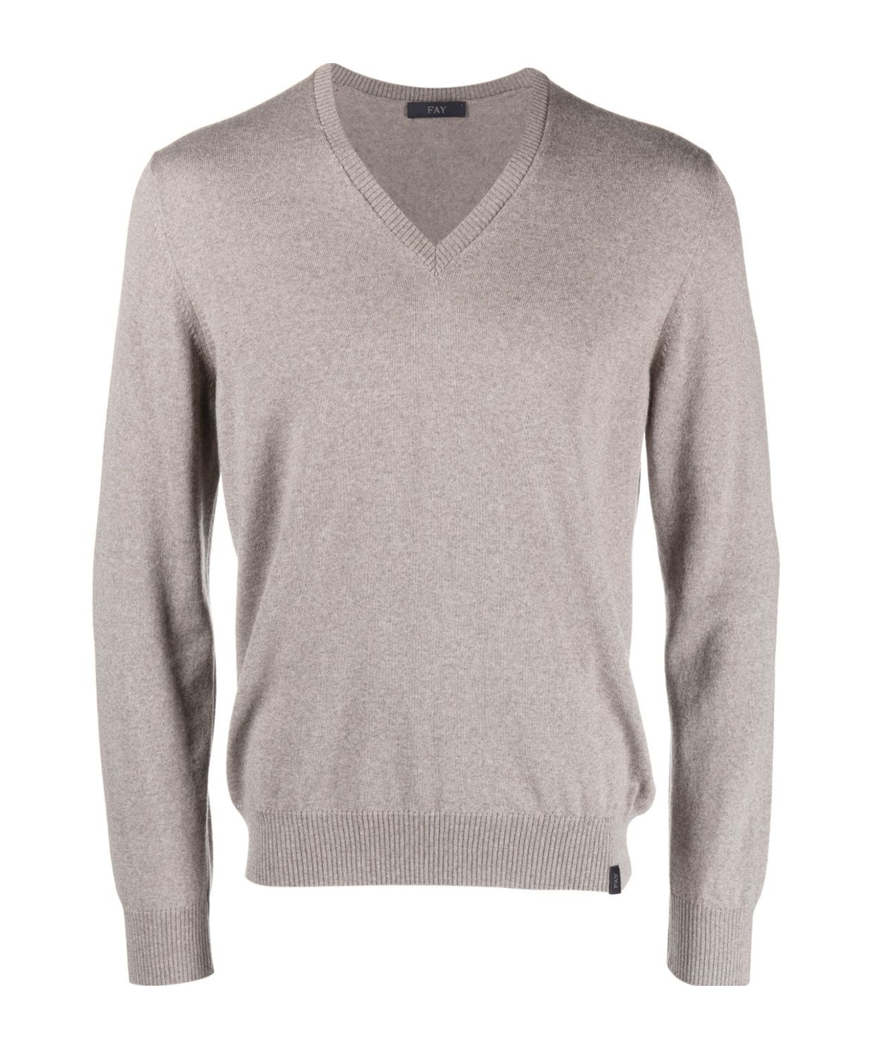 Fay V-neck Fine-knit Sweatshirt In Gray
