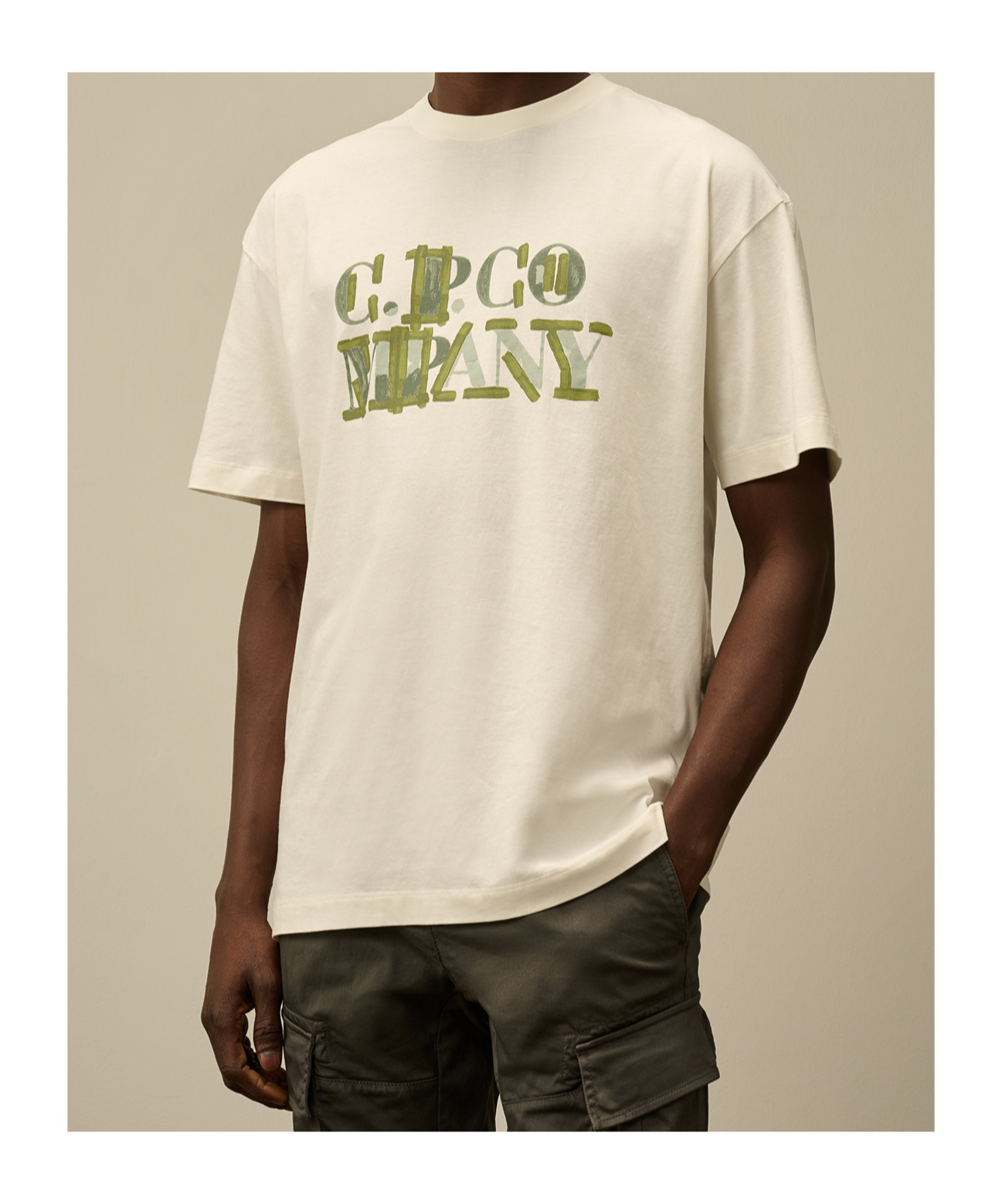 C.p. Company Cotton Jersey T-shirt With Graphics In Nude
