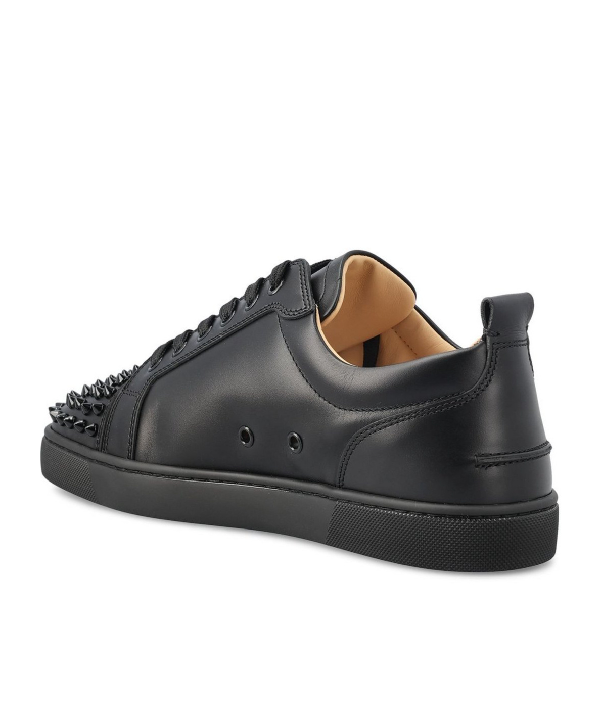 Christian Louboutin Louis Junior Spikes Cap-toe Leather Sneakers In Black