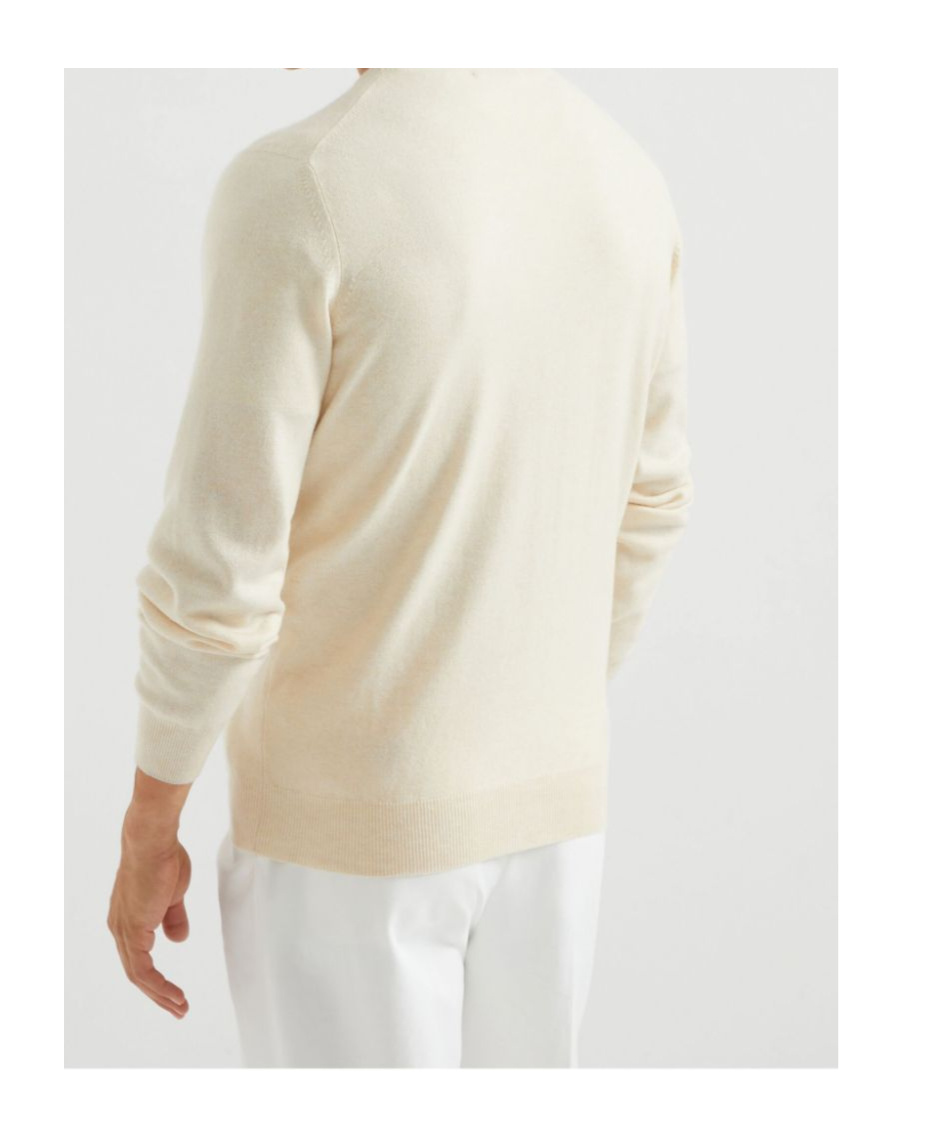 Brunello Cucinelli Men's Lightweight Cotton Sweater In Nude