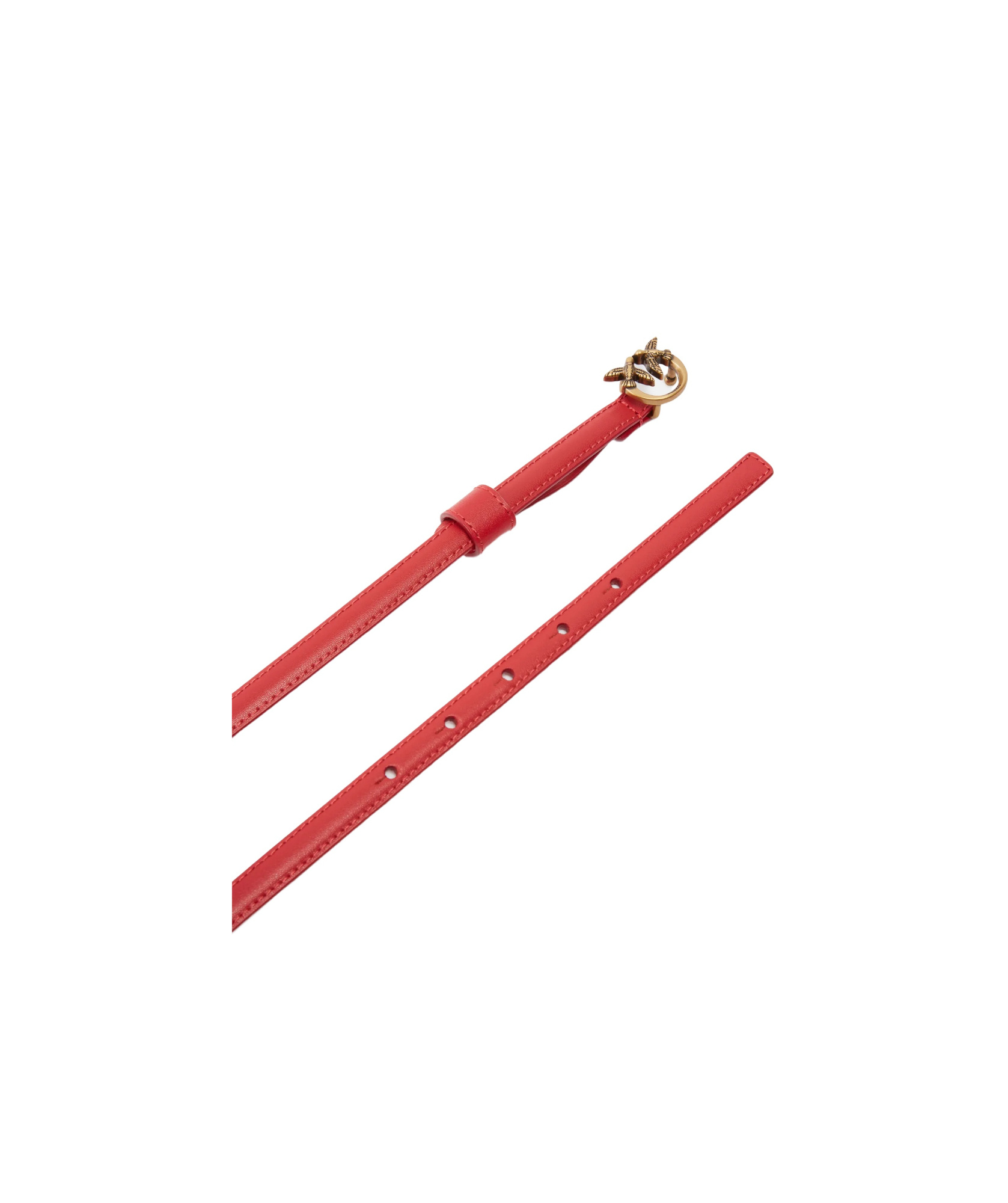 Pinko Thin Belt With Love Birds Buckle, 1cm In Red