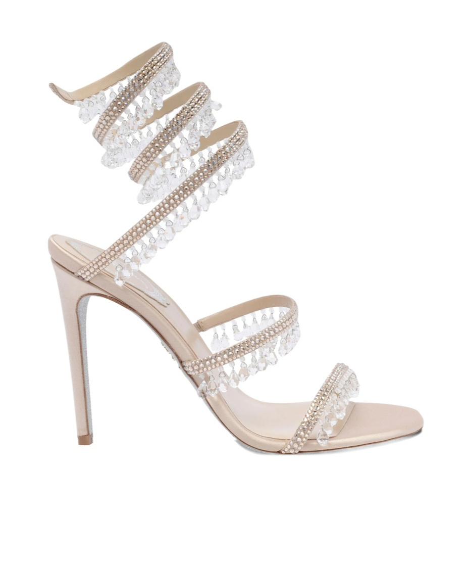 René Caovilla Round-toe High-heeled Sandals In Neutral