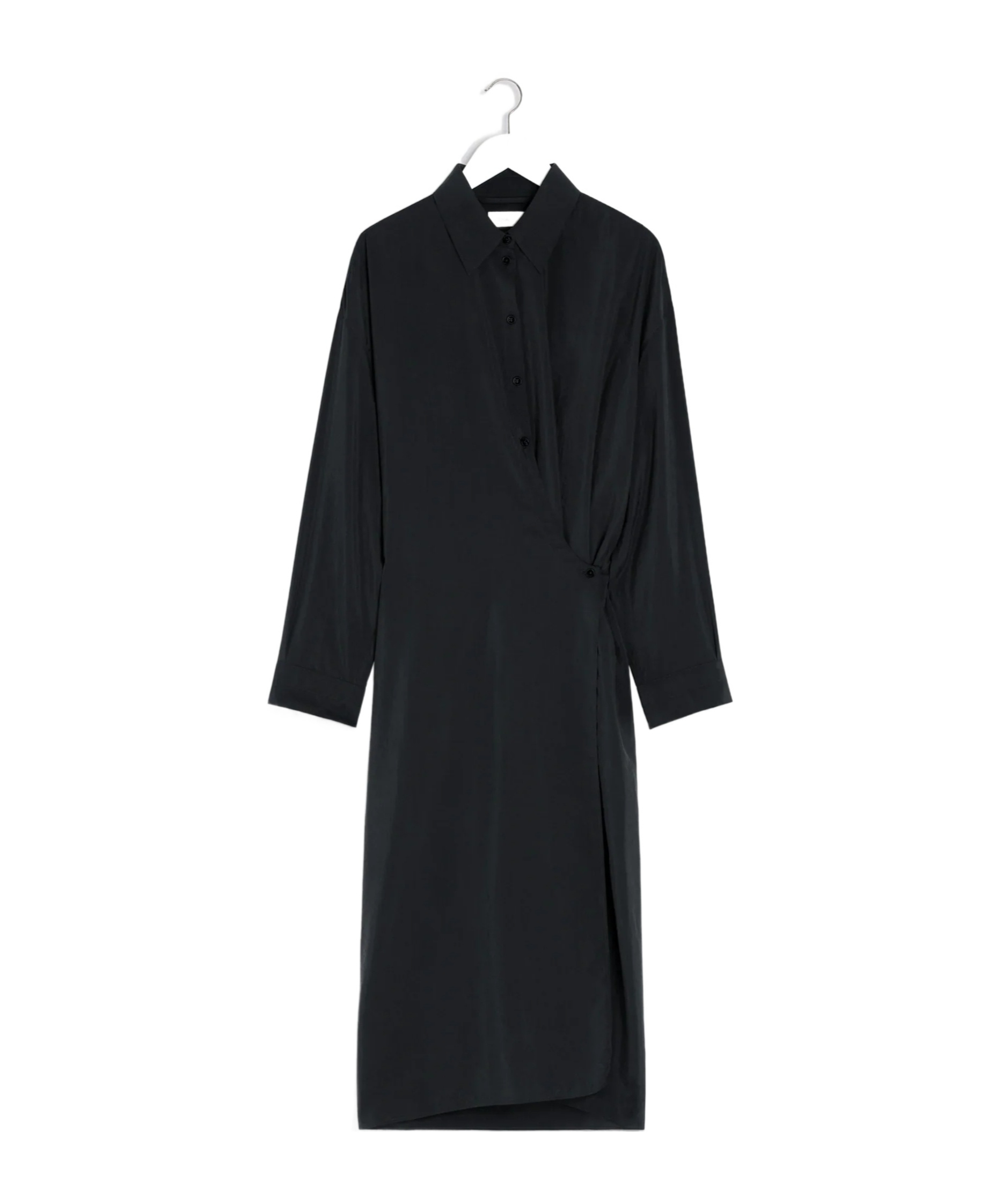 Lemaire Straight Collar Twisted Dress In Black