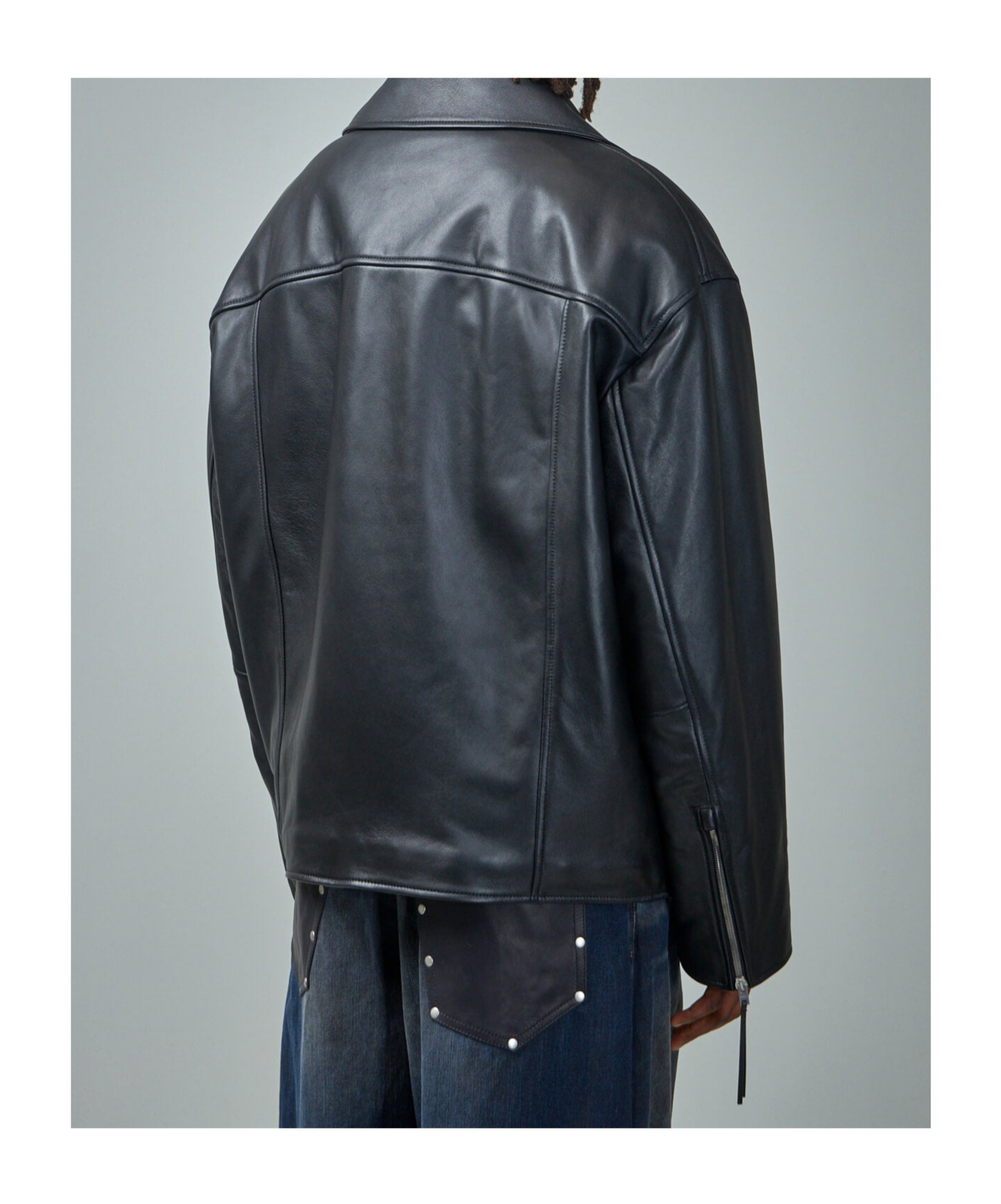 Acne Studios Long-sleeved Leather Jacket In Black