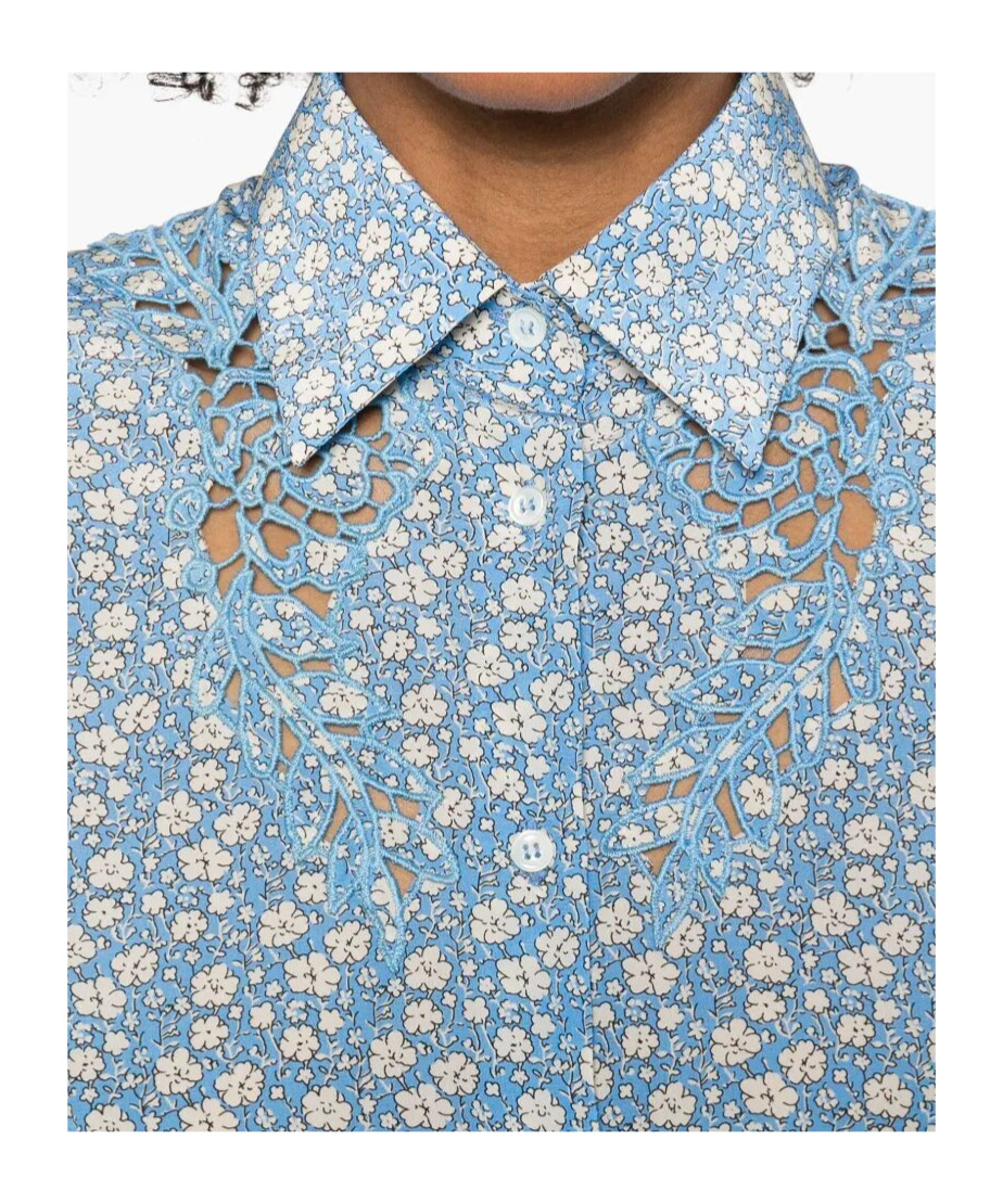 Ermanno Scervino Floral-print Shirt In Blue