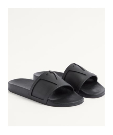 Valentino Garavani Man Sandals Black Size 7 Textile Fibers In Black