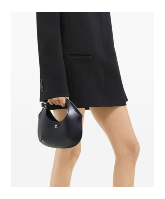 Courrèges Mini Holy Leather Tote Bag In Black