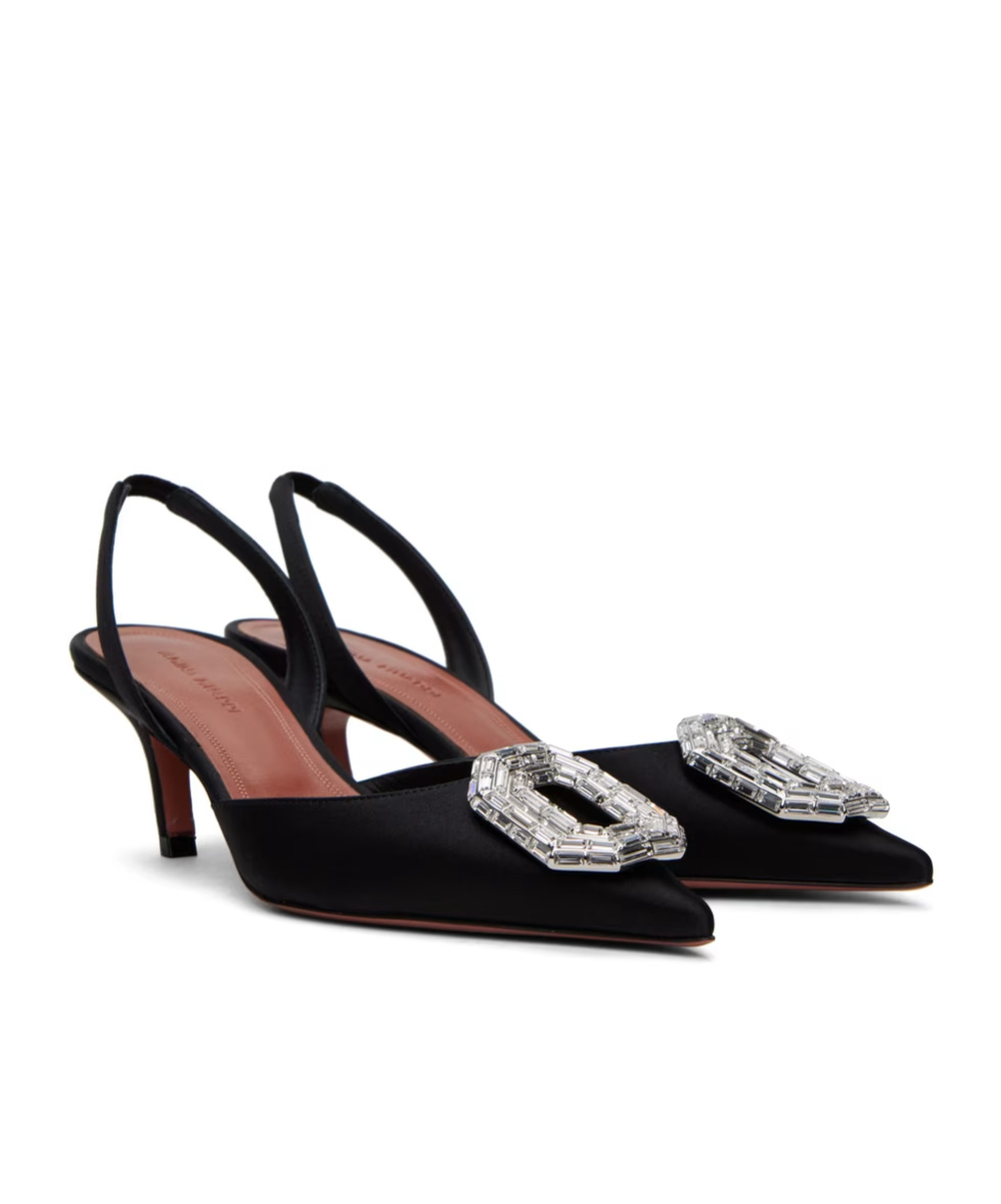 Shop Amina Muaddi Camelia 60 Sling High Heels In Black