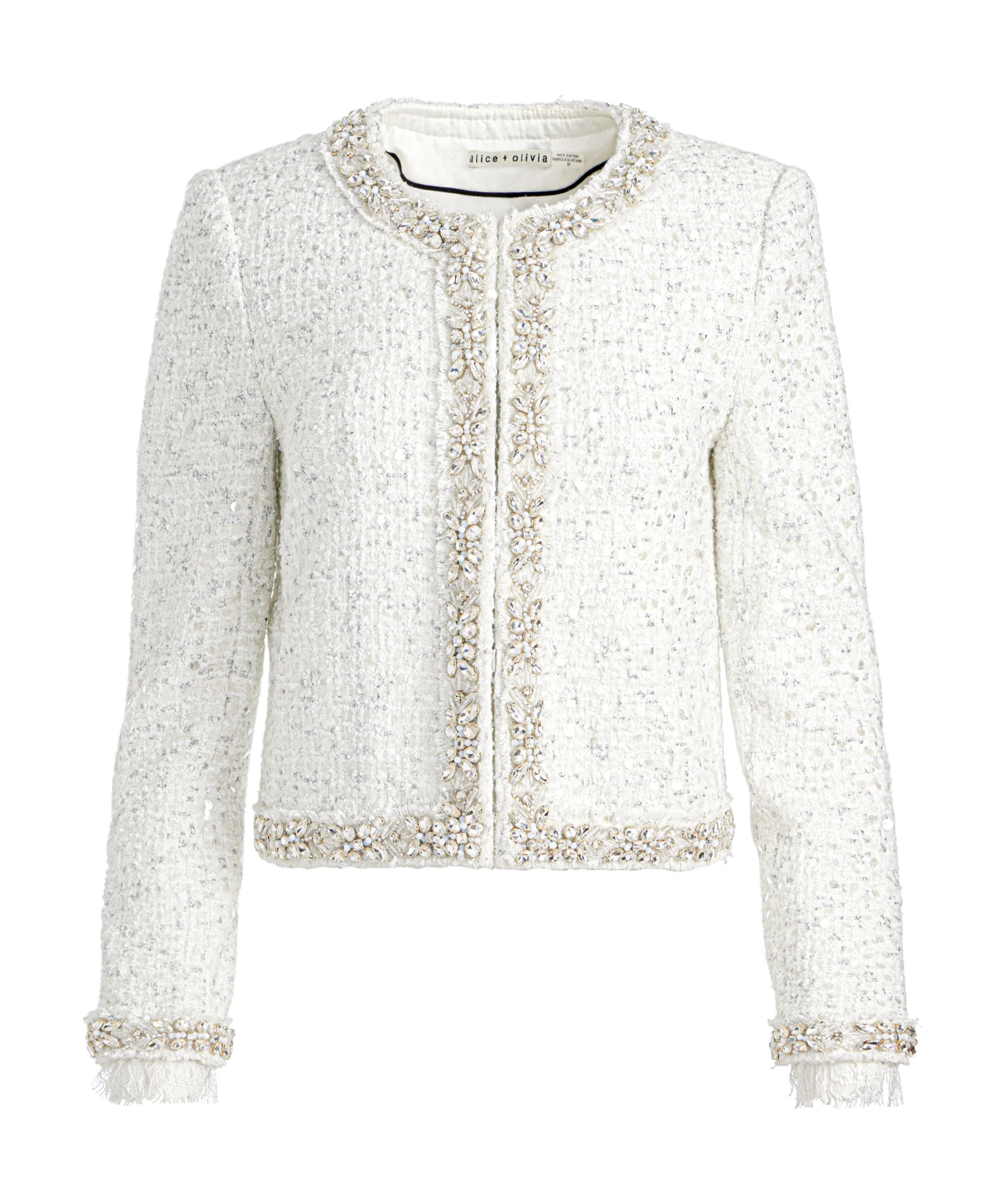Alice And Olivia Long-sleeved Casual Jacket In White