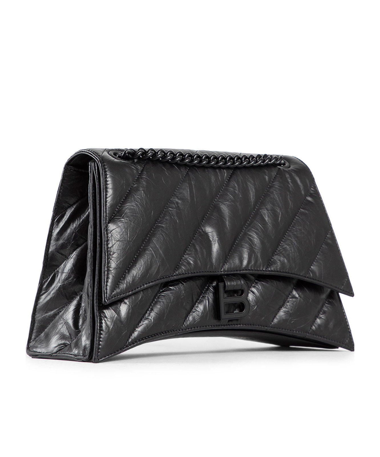 Balenciaga Medium Crush Quilted Leather Shoulder Bag In Black