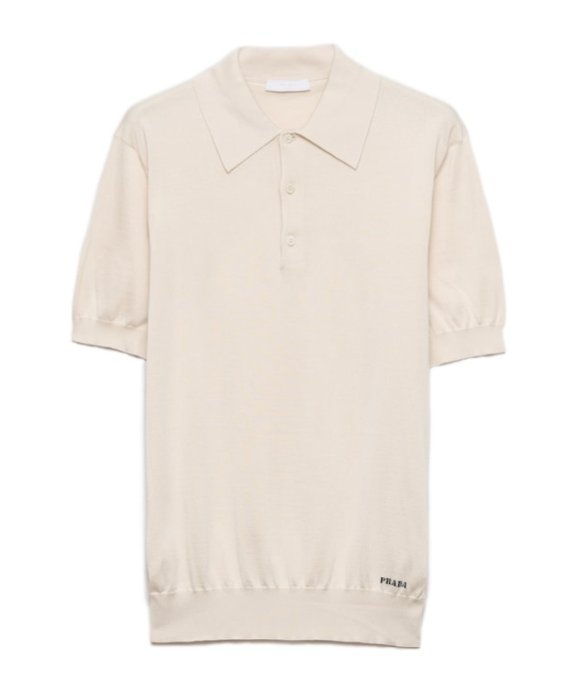 Prada Natural Silk T-shirts And Polos In White