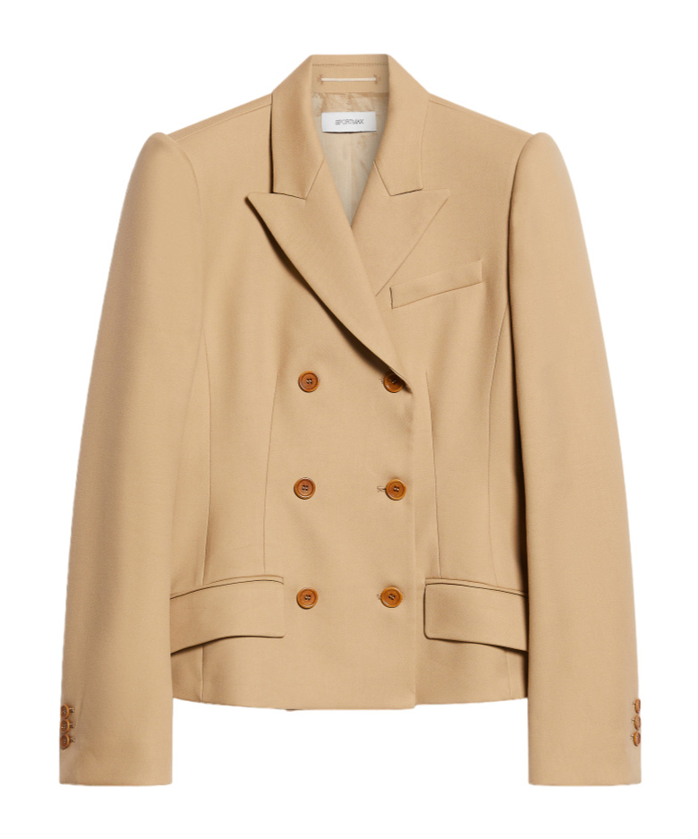 Sportmax Double-breasted Slim Suit Coat In Nude