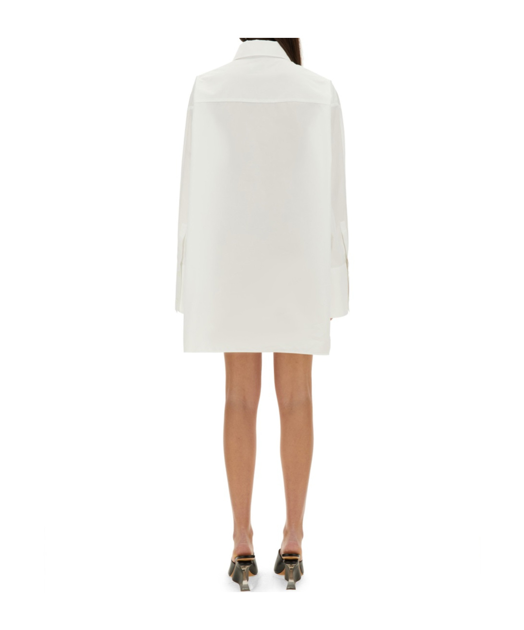 Off-white Button-up Long-sleeved Shirt Dress In White