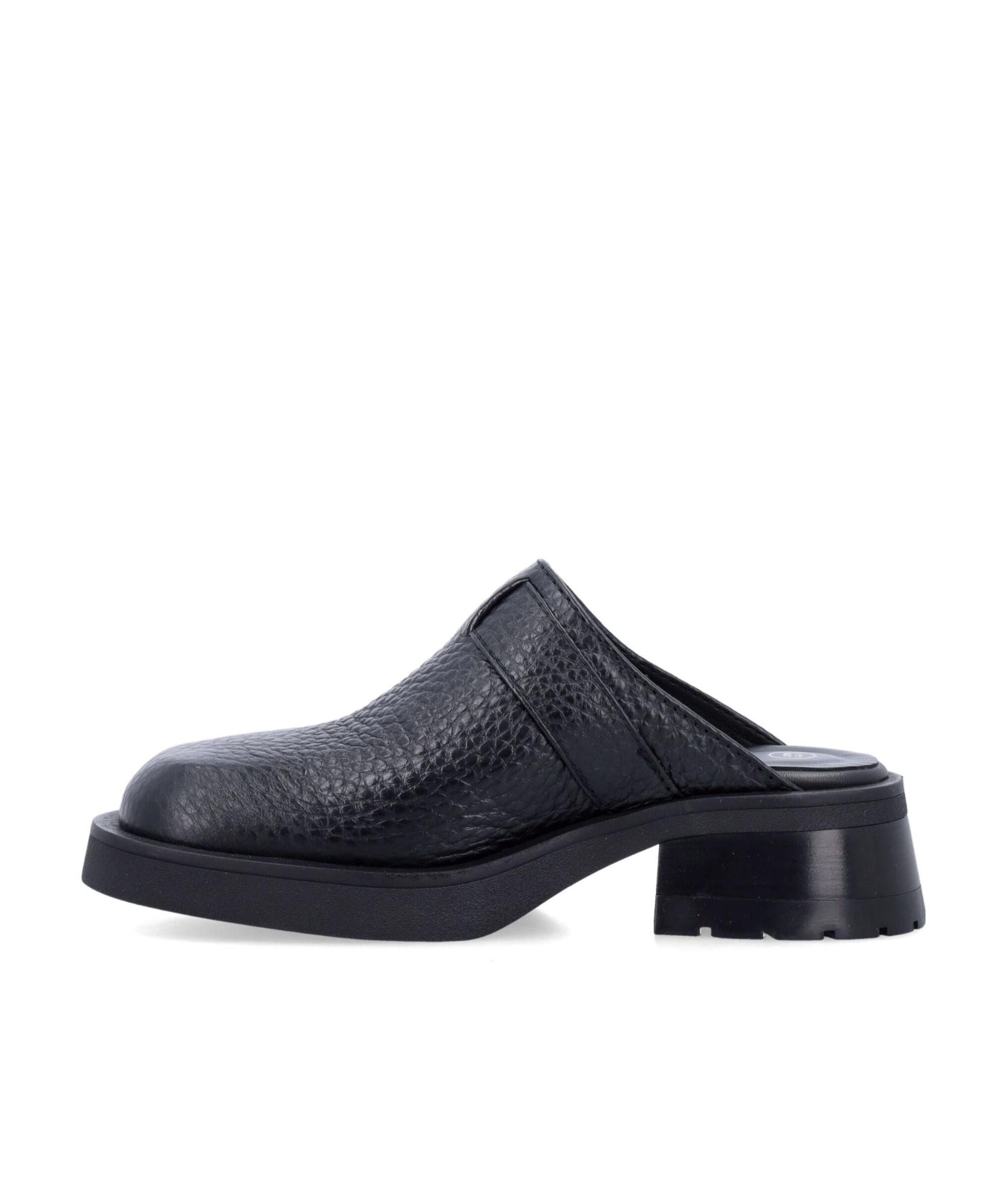Miista Buckled Black Mules With Textured Upper In Black