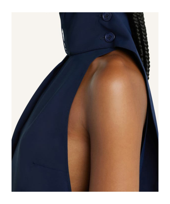 Courrèges Sleeveless Scarf Blouse In Blue