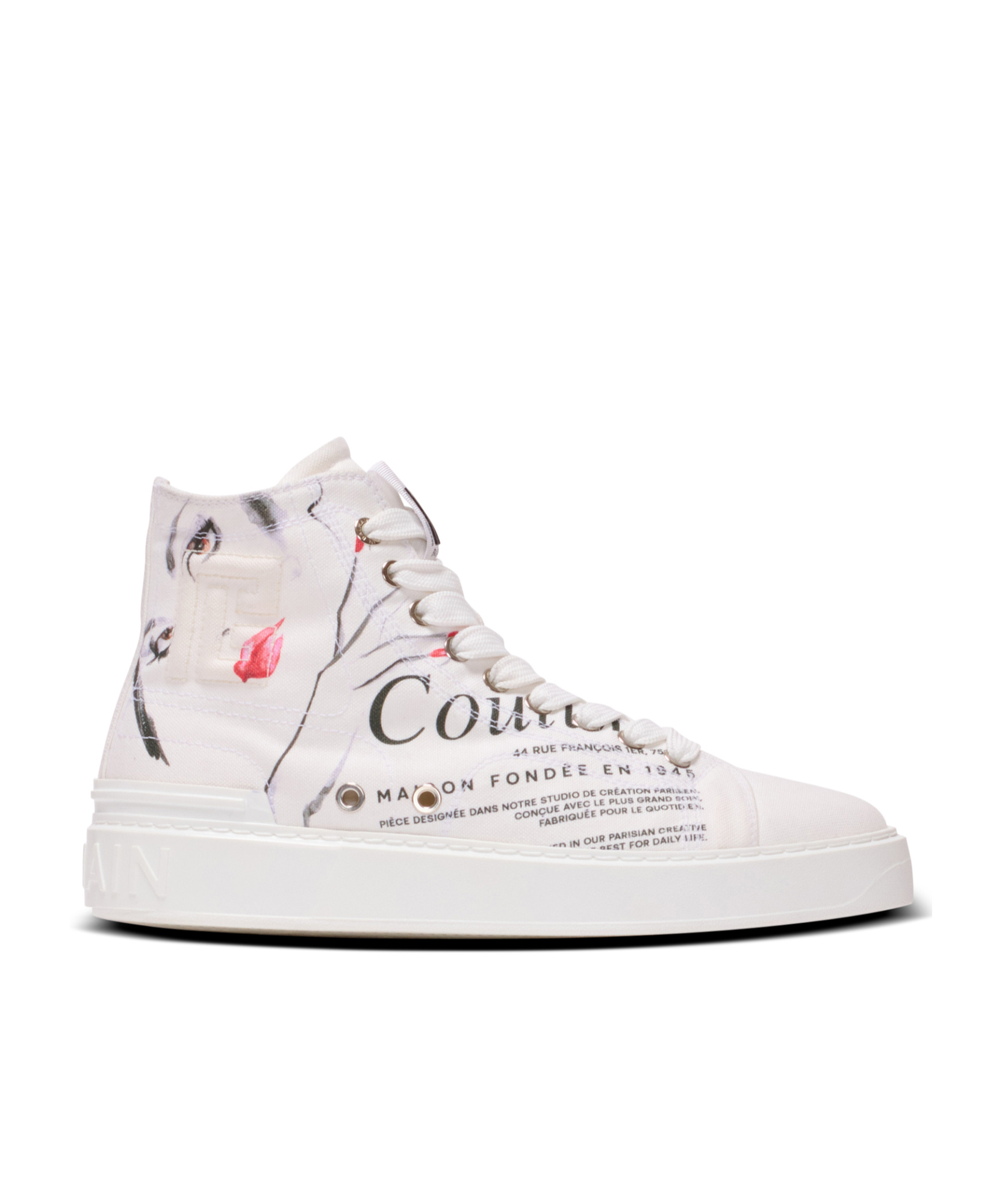 Balmain B-court High-top Trainers With Beauty Print