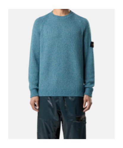 Stone Island Crewneck Sweater With Raglan Sleeves In Blue