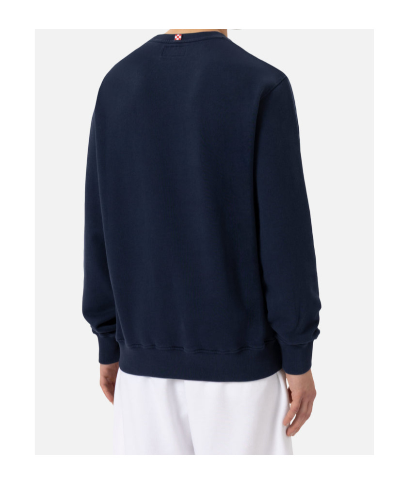 Mc2 Saint Barth Brushed Cotton Sport Club Crew-neck Sweatshirt With Printed In Blue