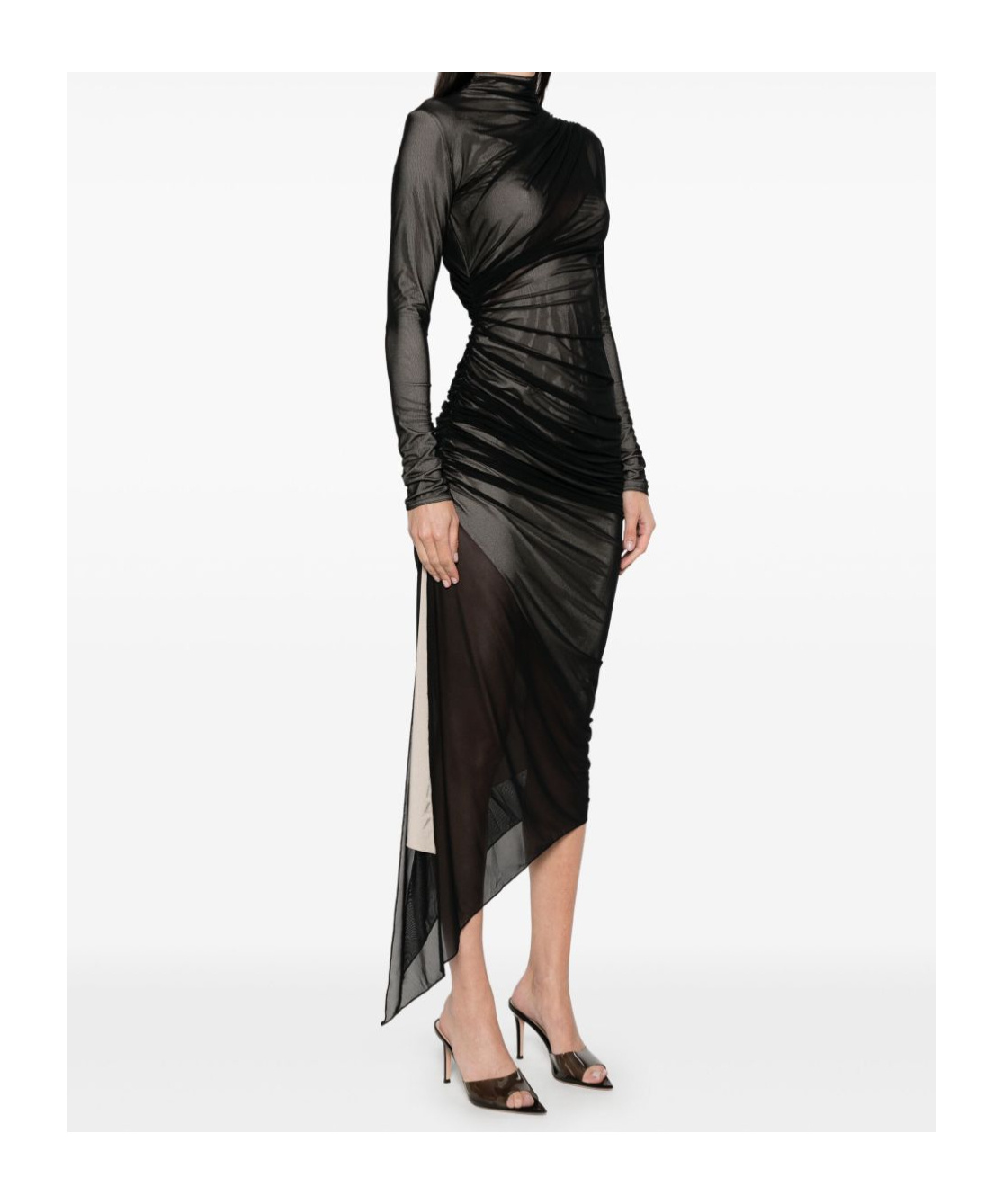 Mugler Dress Knee Length High Neckline In Black
