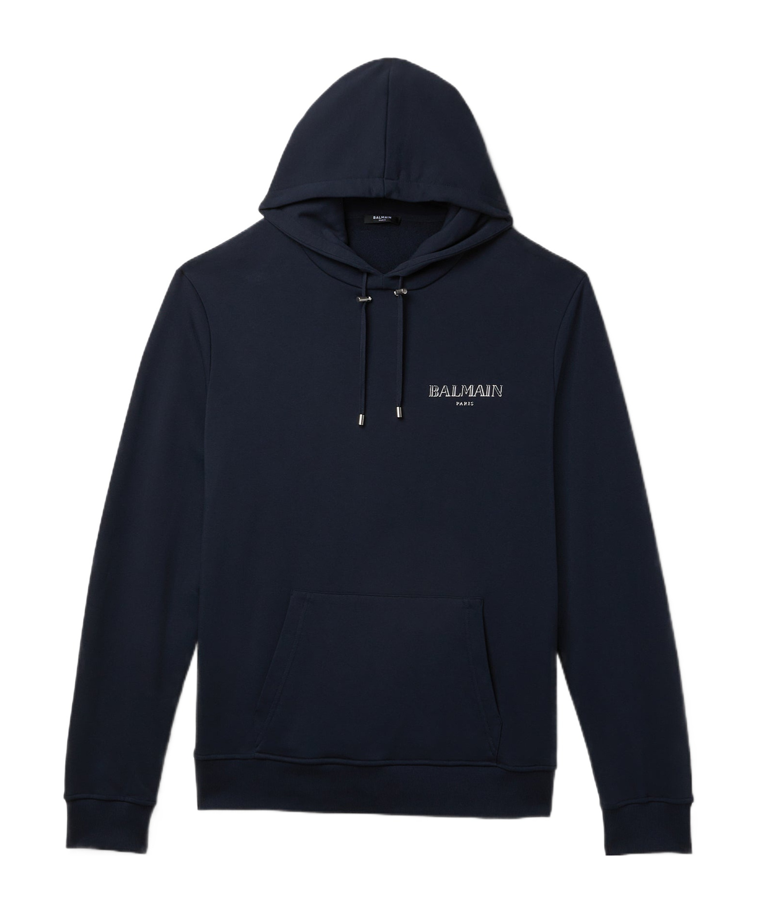 Balmain Logo-graphic Drawstring Hoodie In Blue
