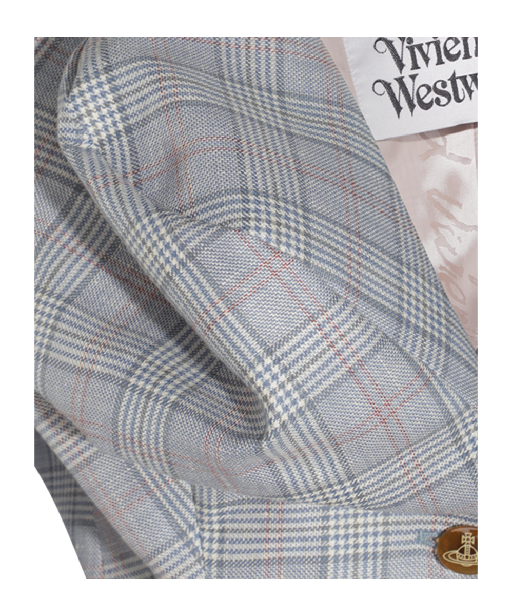 Shop Vivienne Westwood Checked Single-breasted Blazer In Gray