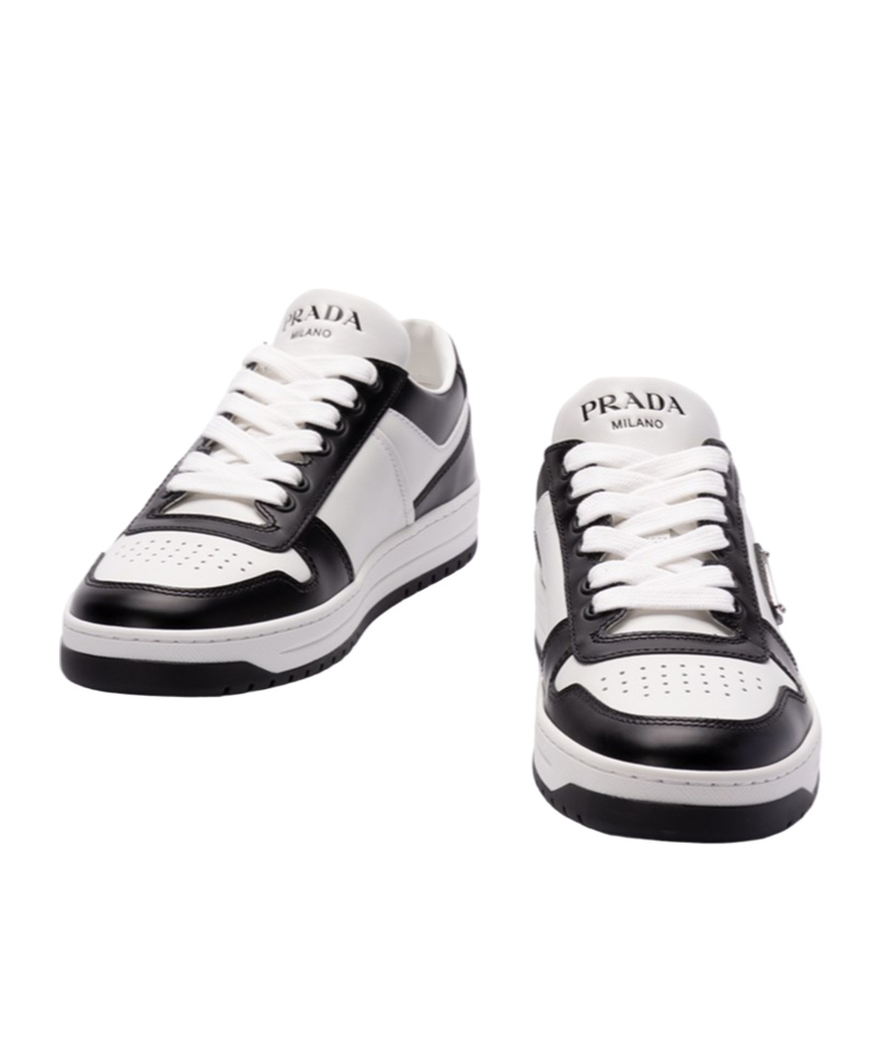 Prada Downtown Sneaker Aus Perforiertem Leder In White