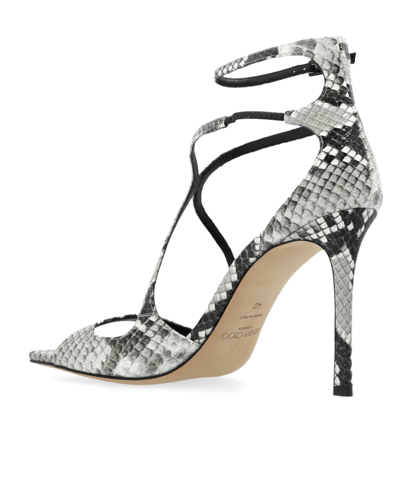 Jimmy Choo Azia 95 Sandals In Python Print Leather In Gray