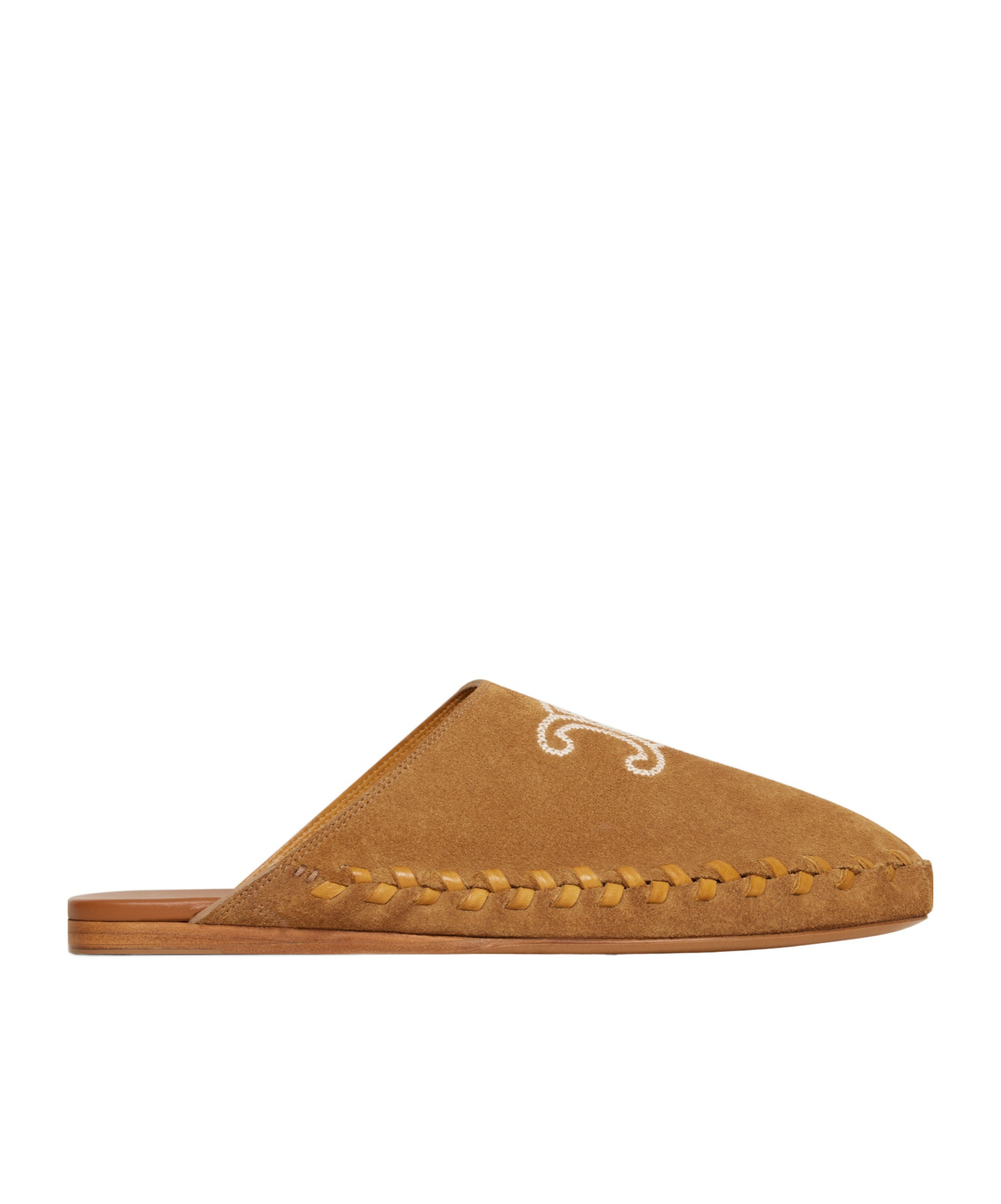 Celine Marlou Triomphe Mule In Suede Calfskin In Brown