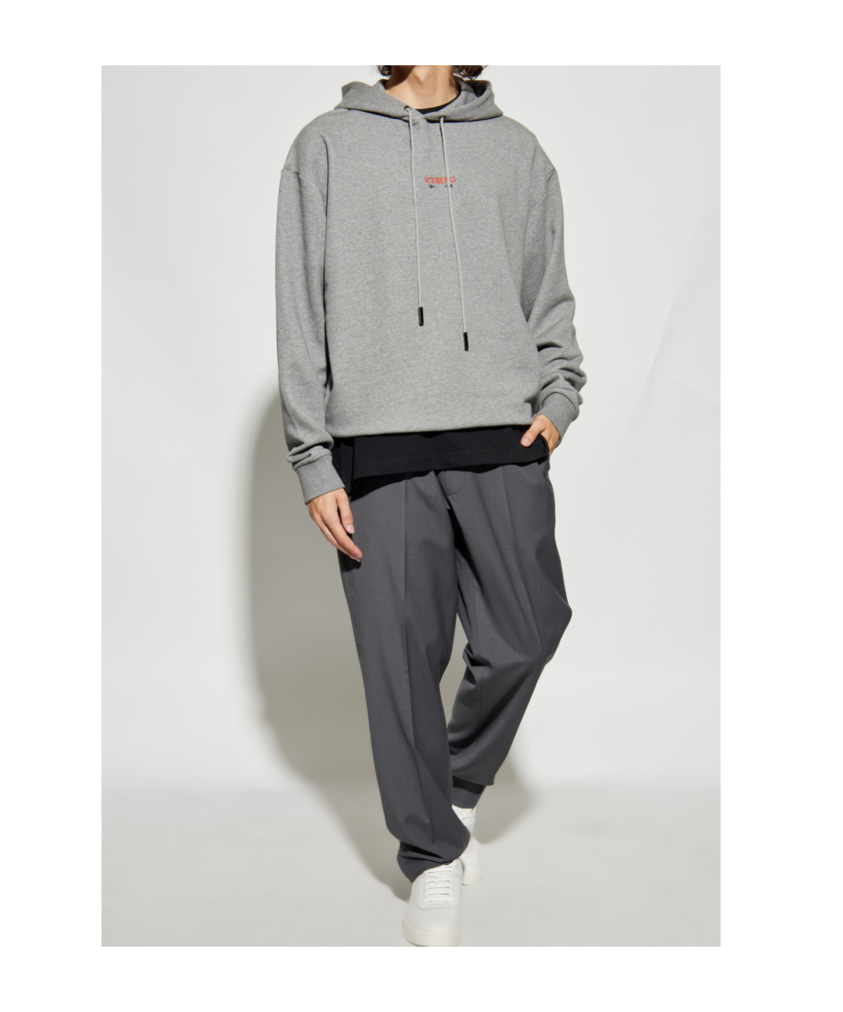 Iceberg Graphic-print Drawstring Hoodie In Gray