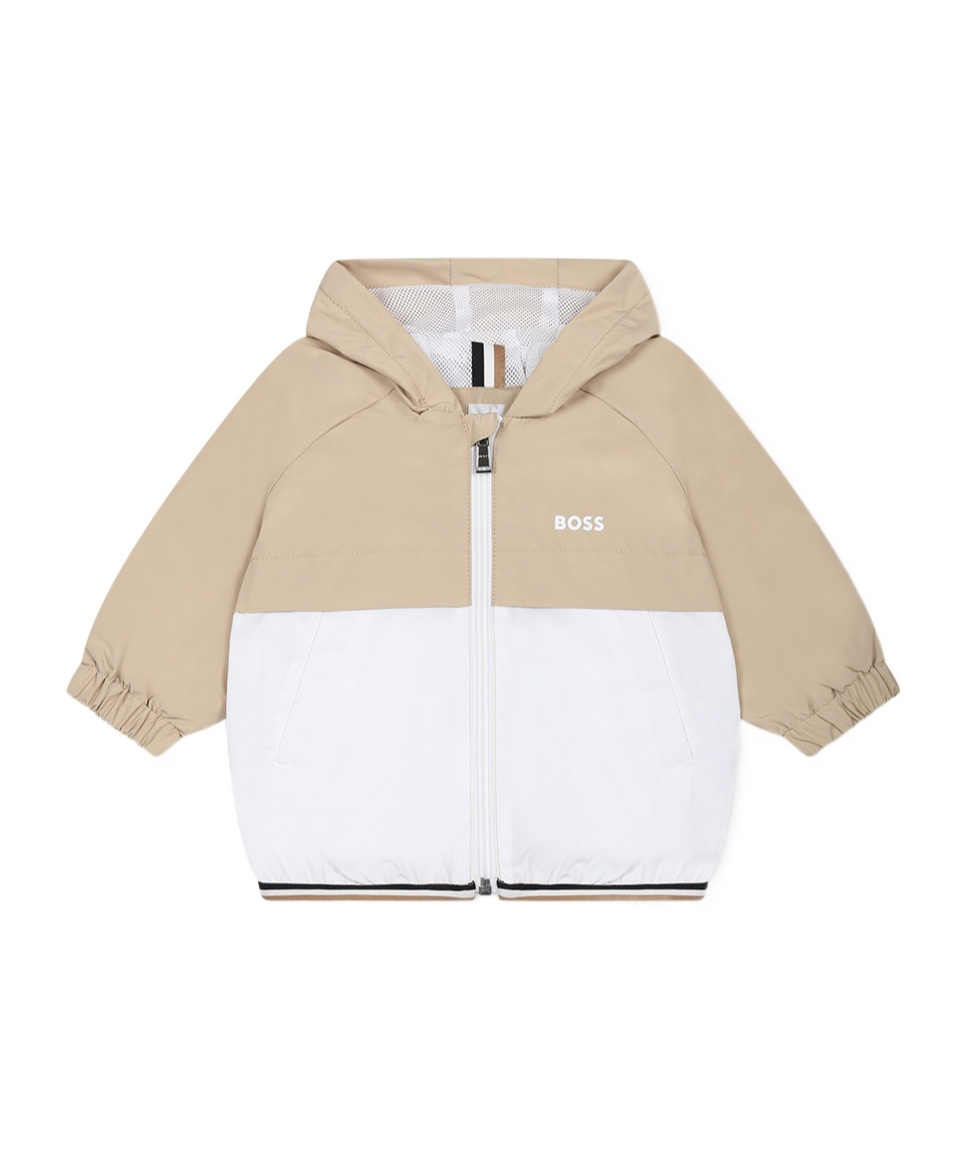 Hugo Boss Logo-print Hooded Windbreaker In Nude
