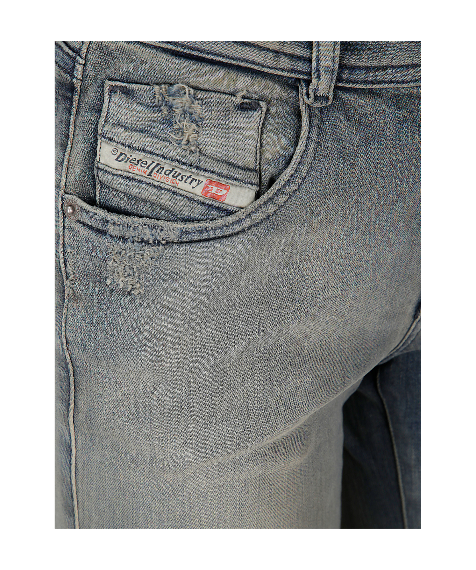 Shop Diesel Embroidered Detailing Bootcut Jeans In Gray