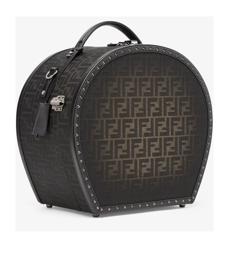 Fendi Ff Jacquard Travel Hat Box In Black