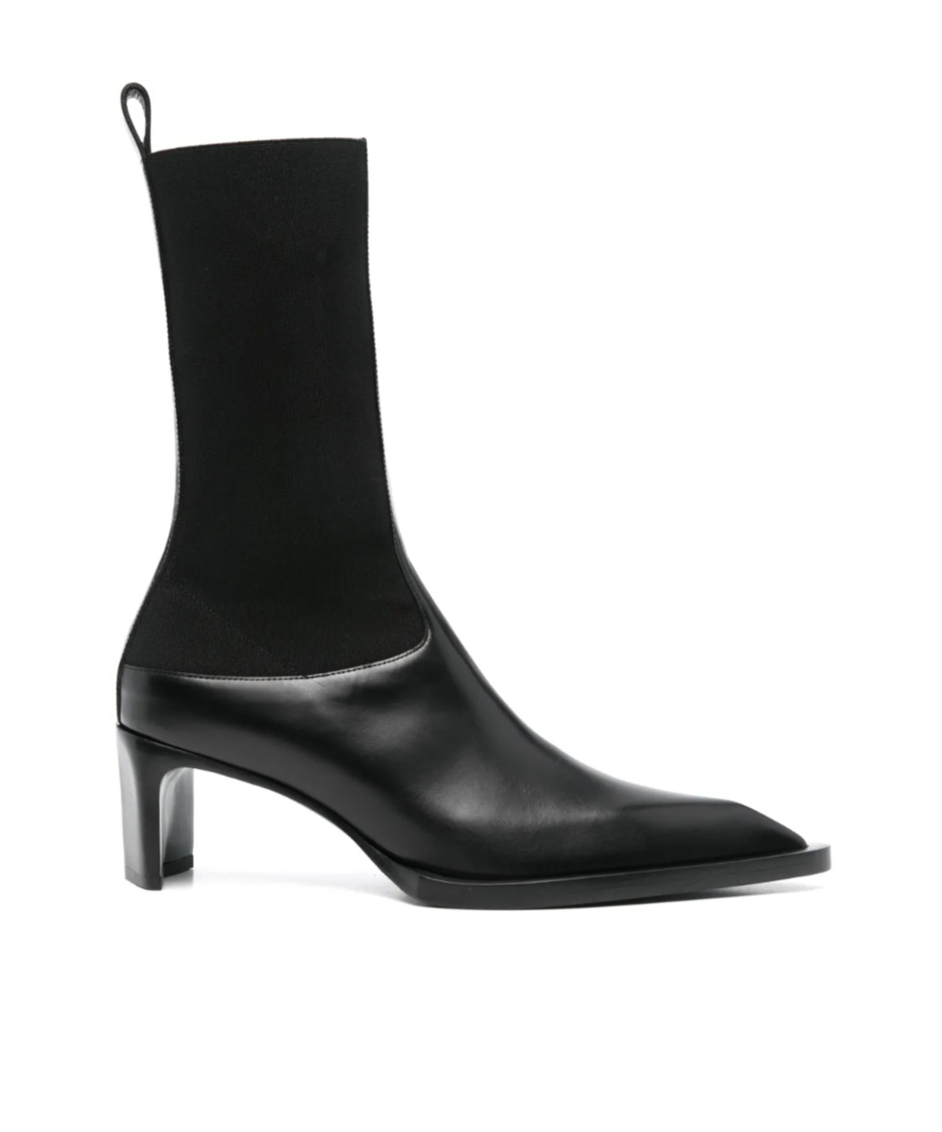 Jil Sander Stretch-knit And Leather Ankle Boots In Black