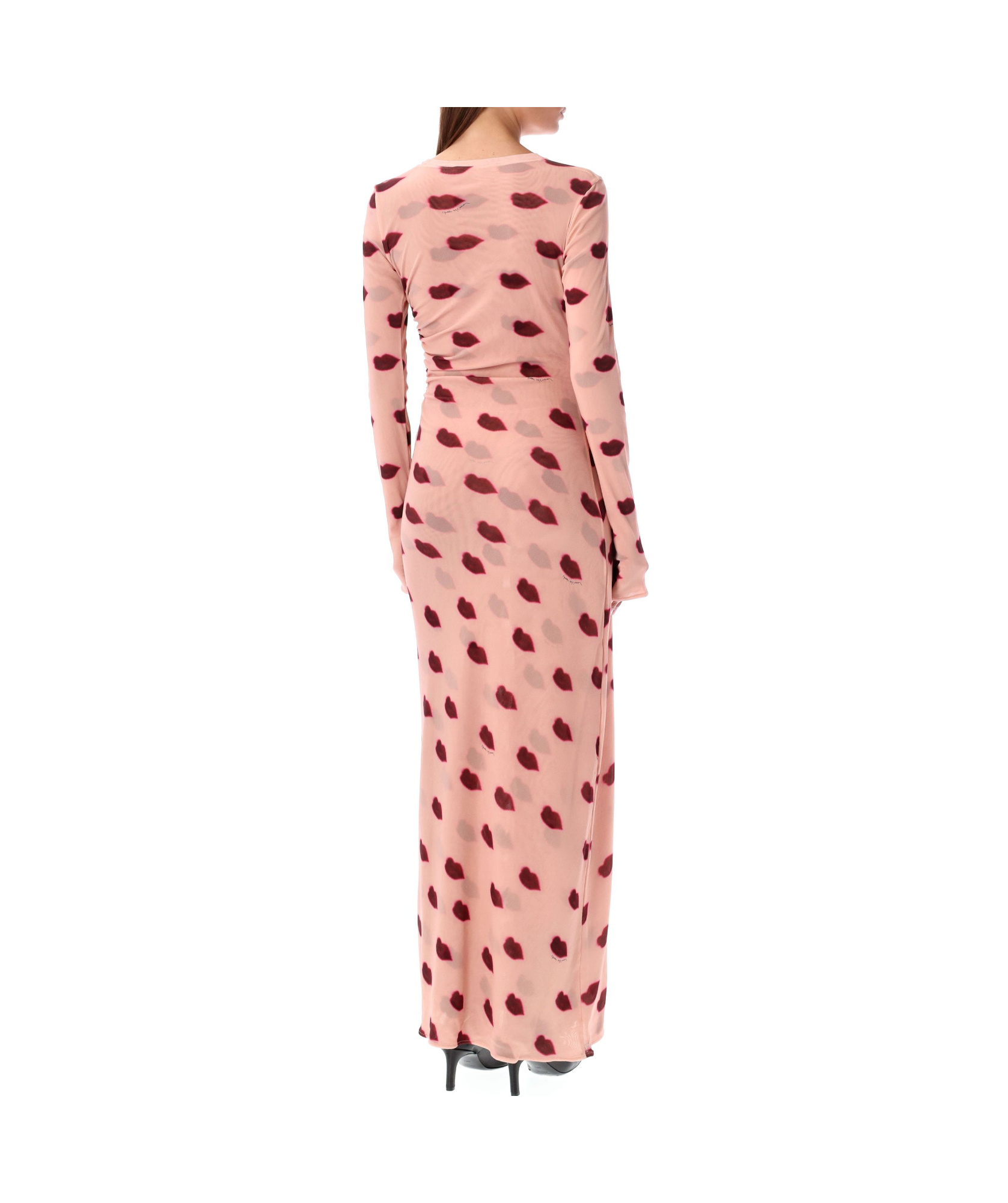 Stella Mccartney Ruched Printed Tulle Maxi Dress In Pink