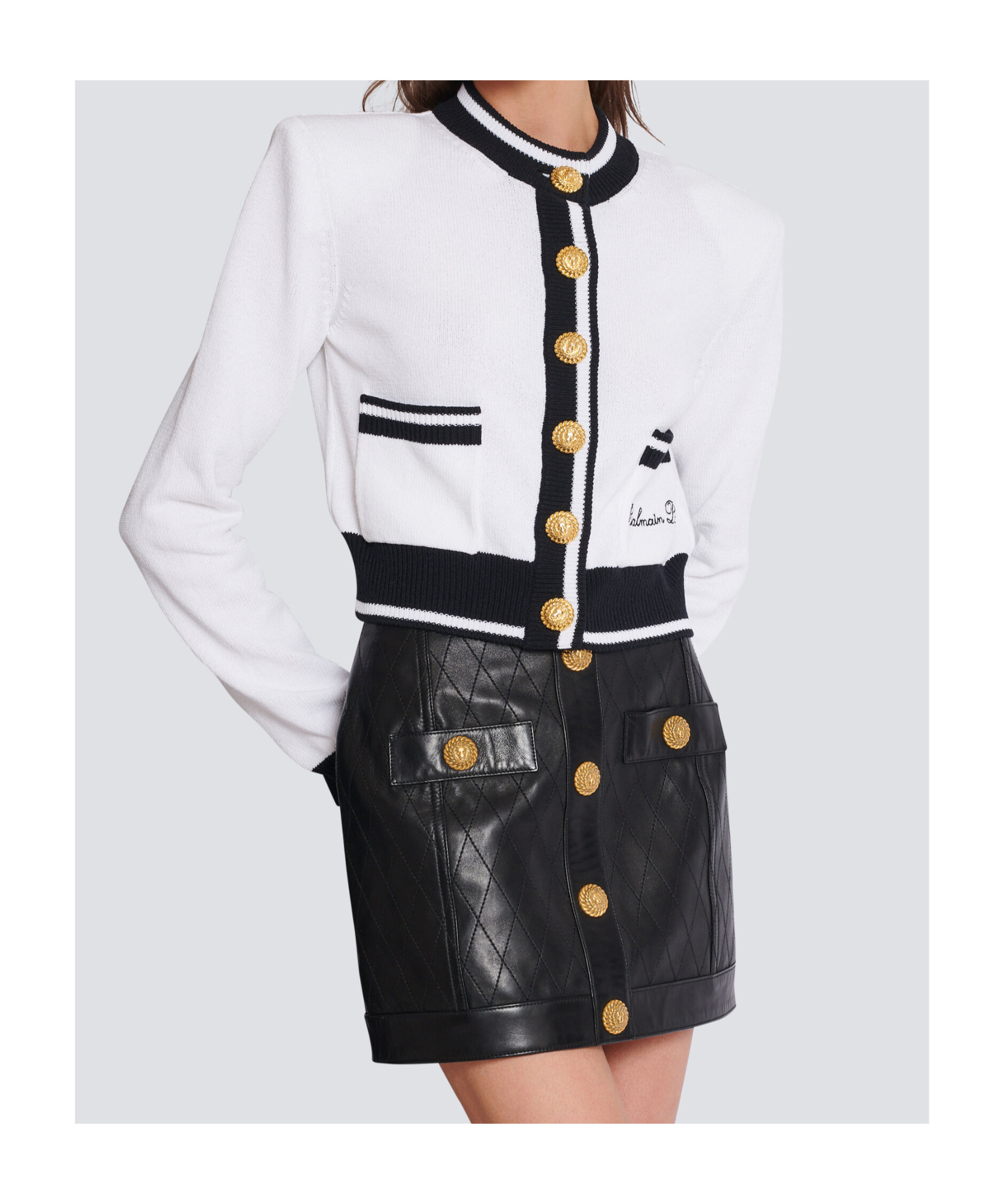 Balmain Signature Logo-embroidered Cardigan In White