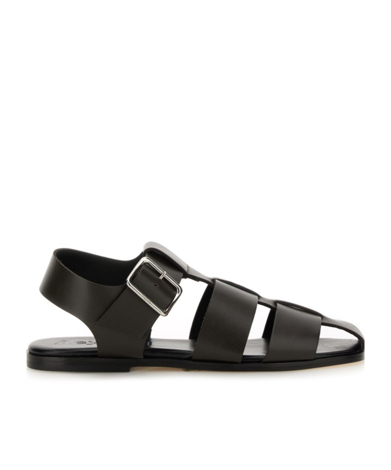 Aeyde Buckle Fastened Cut Out Sandals In Brown